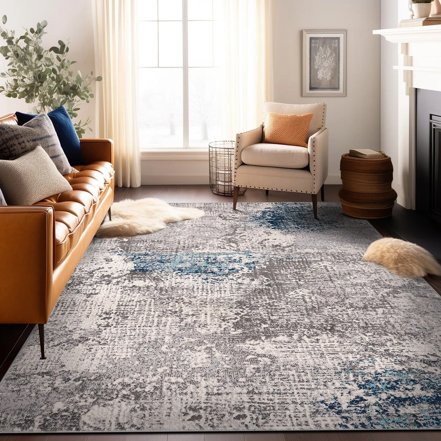 World Rug Gallery Prague Distressed Abstract Area Rug