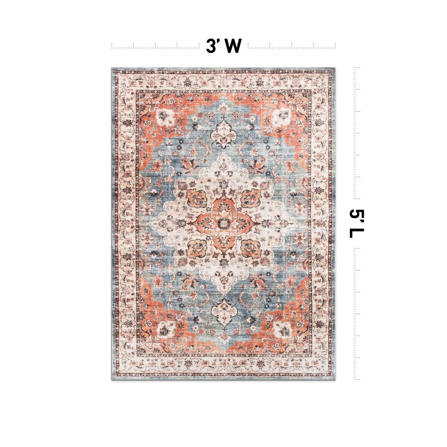 World Rug Gallery Traditional Distressed Washable Non Slip Area Rug