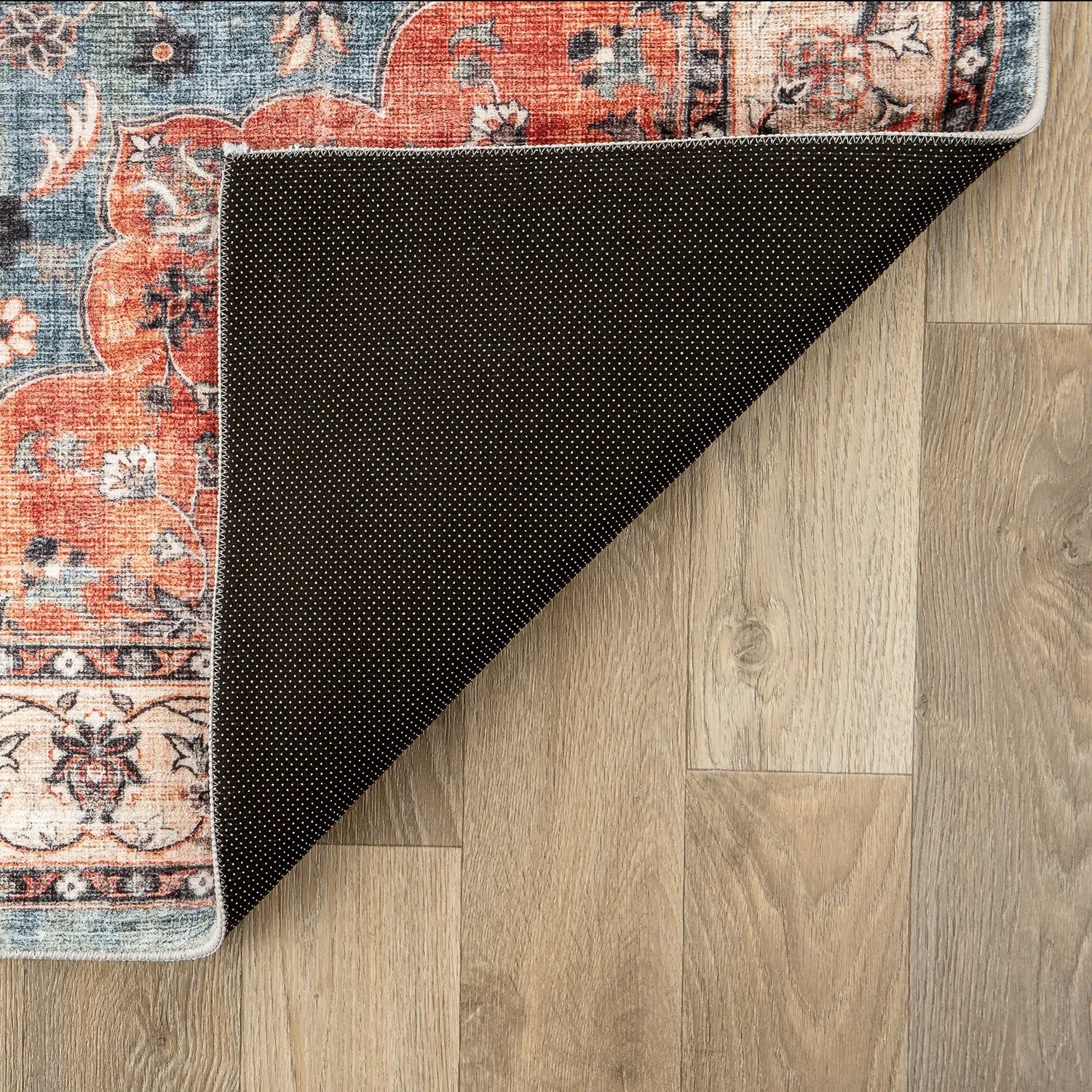 World Rug Gallery Traditional Distressed Washable Non Slip Area Rug