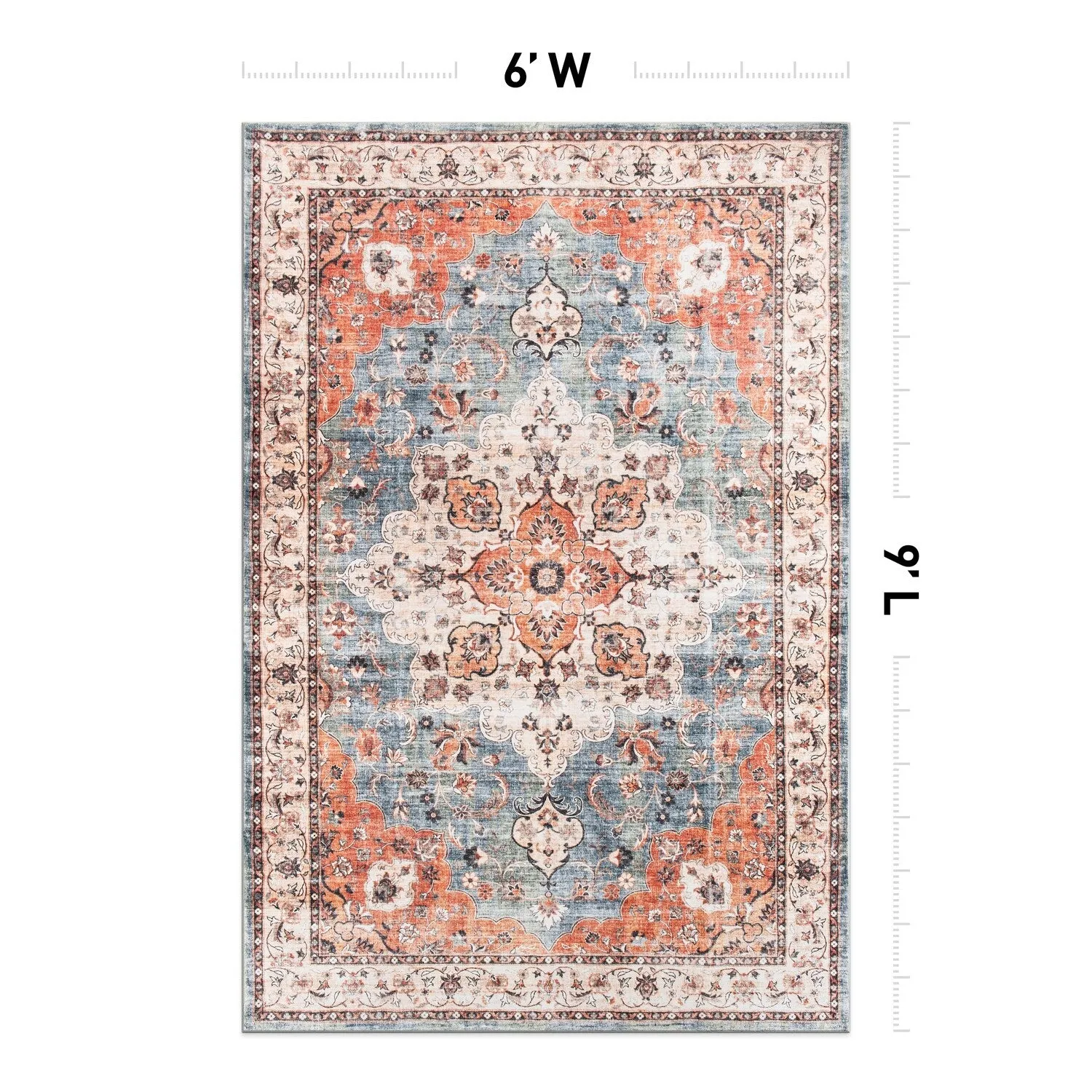 World Rug Gallery Traditional Distressed Washable Non Slip Area Rug