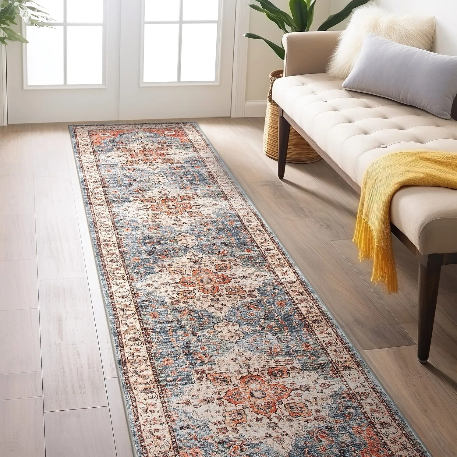 World Rug Gallery Traditional Distressed Washable Non Slip Area Rug