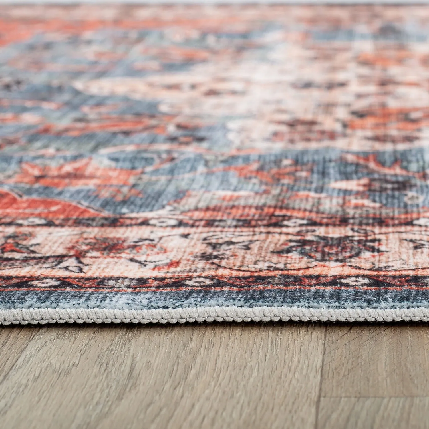 World Rug Gallery Traditional Distressed Washable Non Slip Area Rug