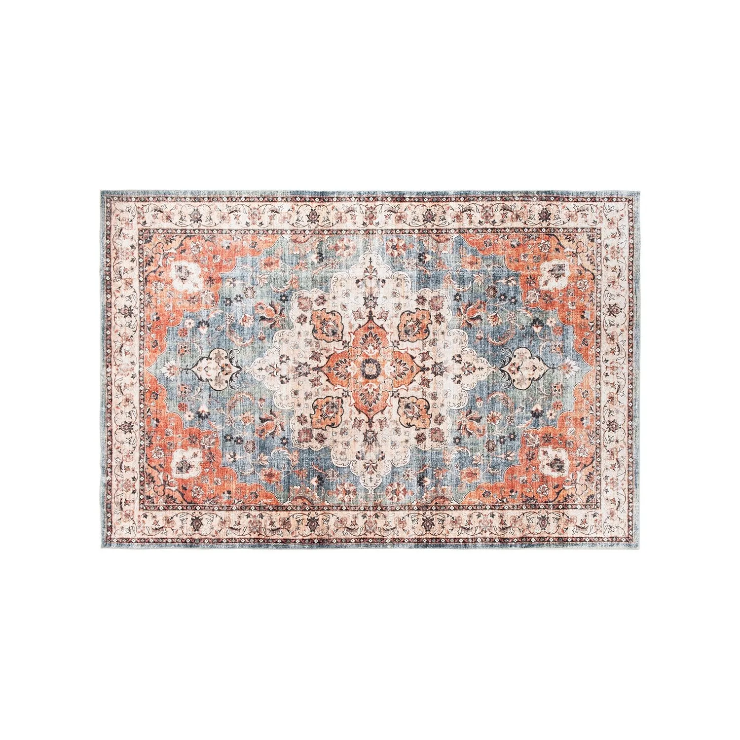 World Rug Gallery Traditional Distressed Washable Non Slip Area Rug