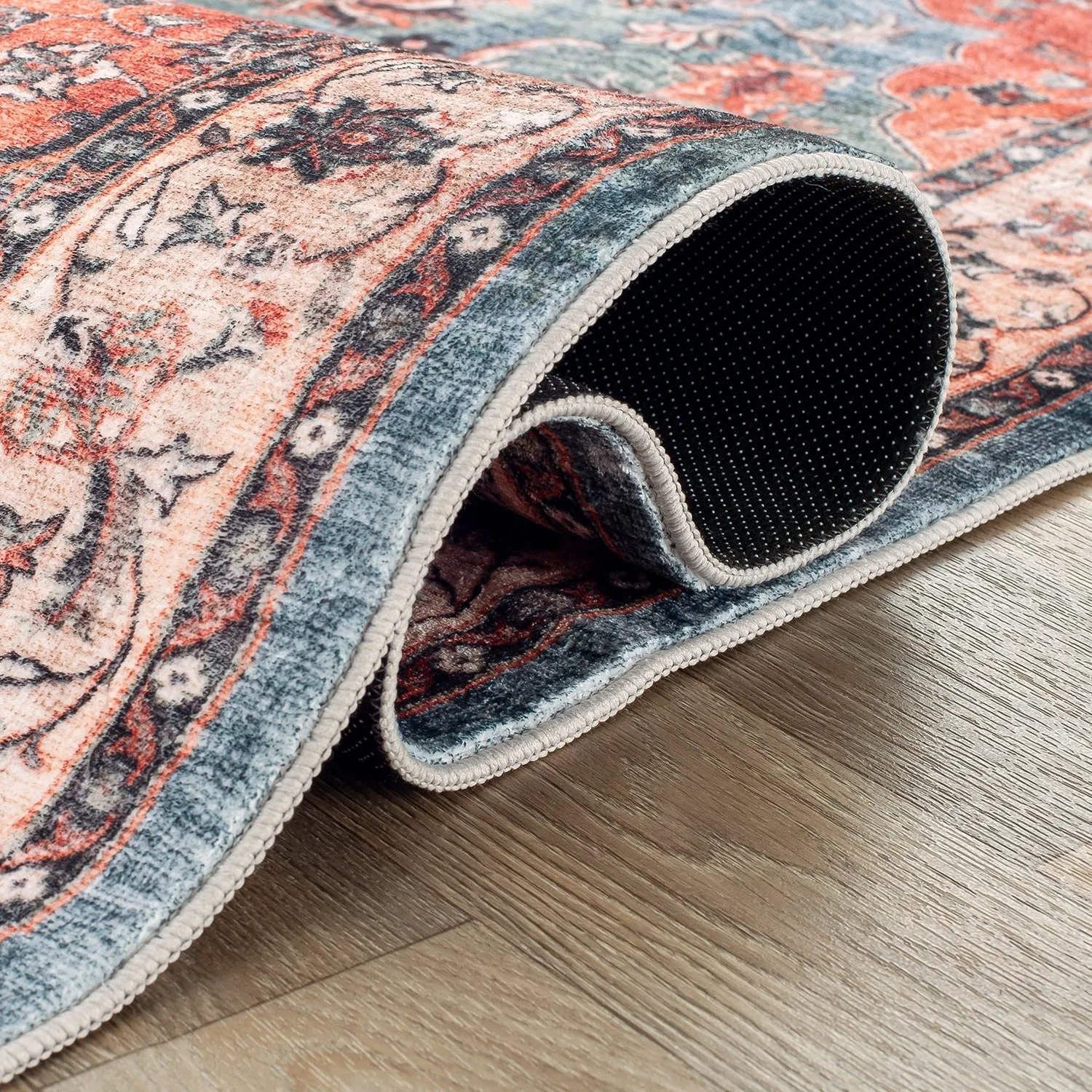 World Rug Gallery Traditional Distressed Washable Non Slip Area Rug