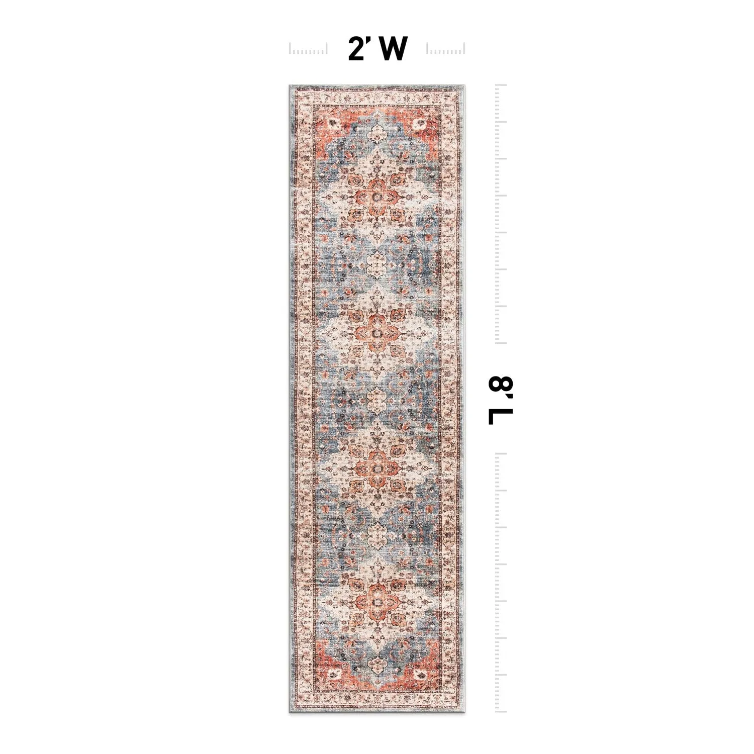 World Rug Gallery Traditional Distressed Washable Non Slip Area Rug