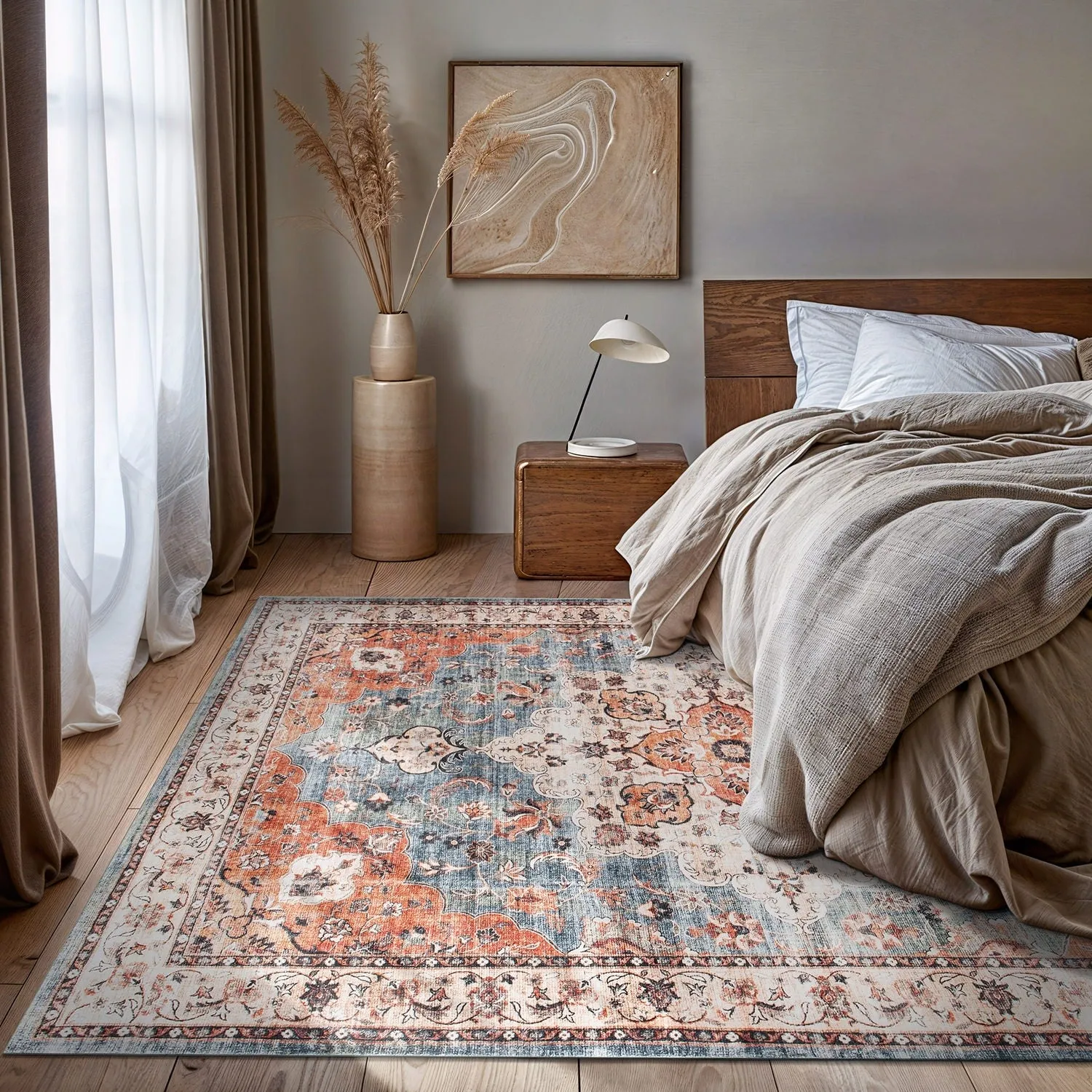 World Rug Gallery Traditional Distressed Washable Non Slip Area Rug