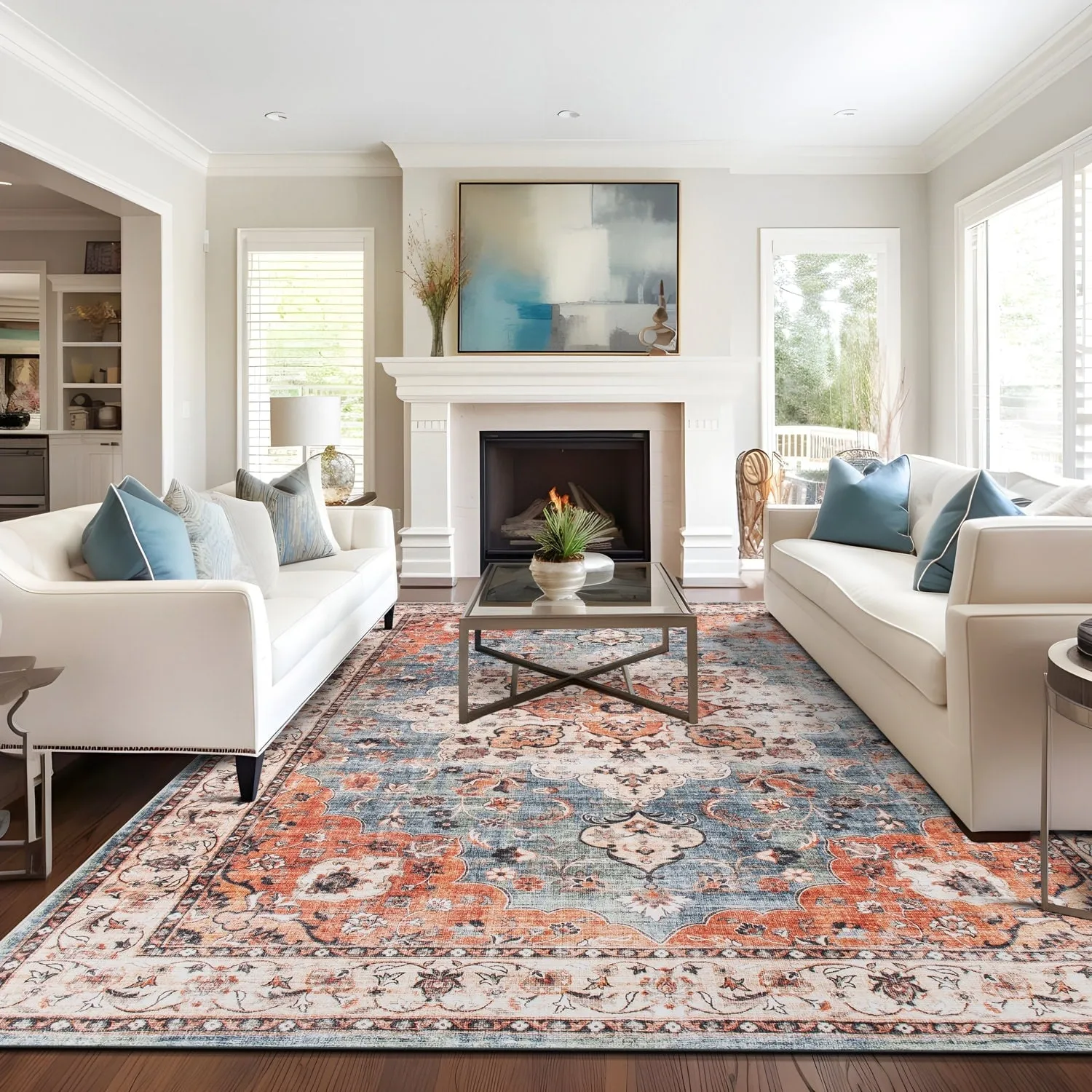 World Rug Gallery Traditional Distressed Washable Non Slip Area Rug