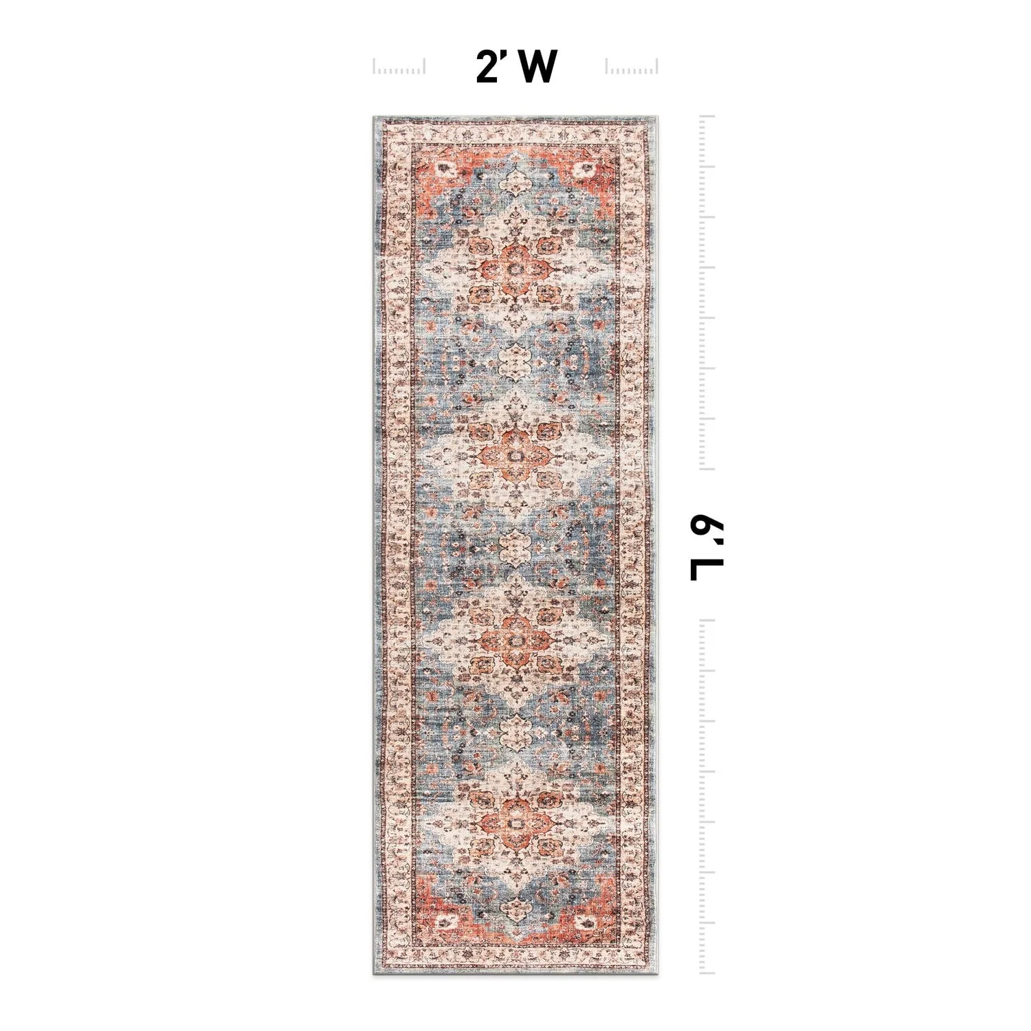 World Rug Gallery Traditional Distressed Washable Non Slip Area Rug