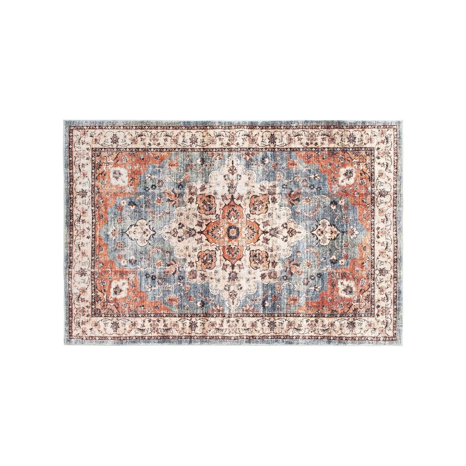 World Rug Gallery Traditional Distressed Washable Non Slip Area Rug
