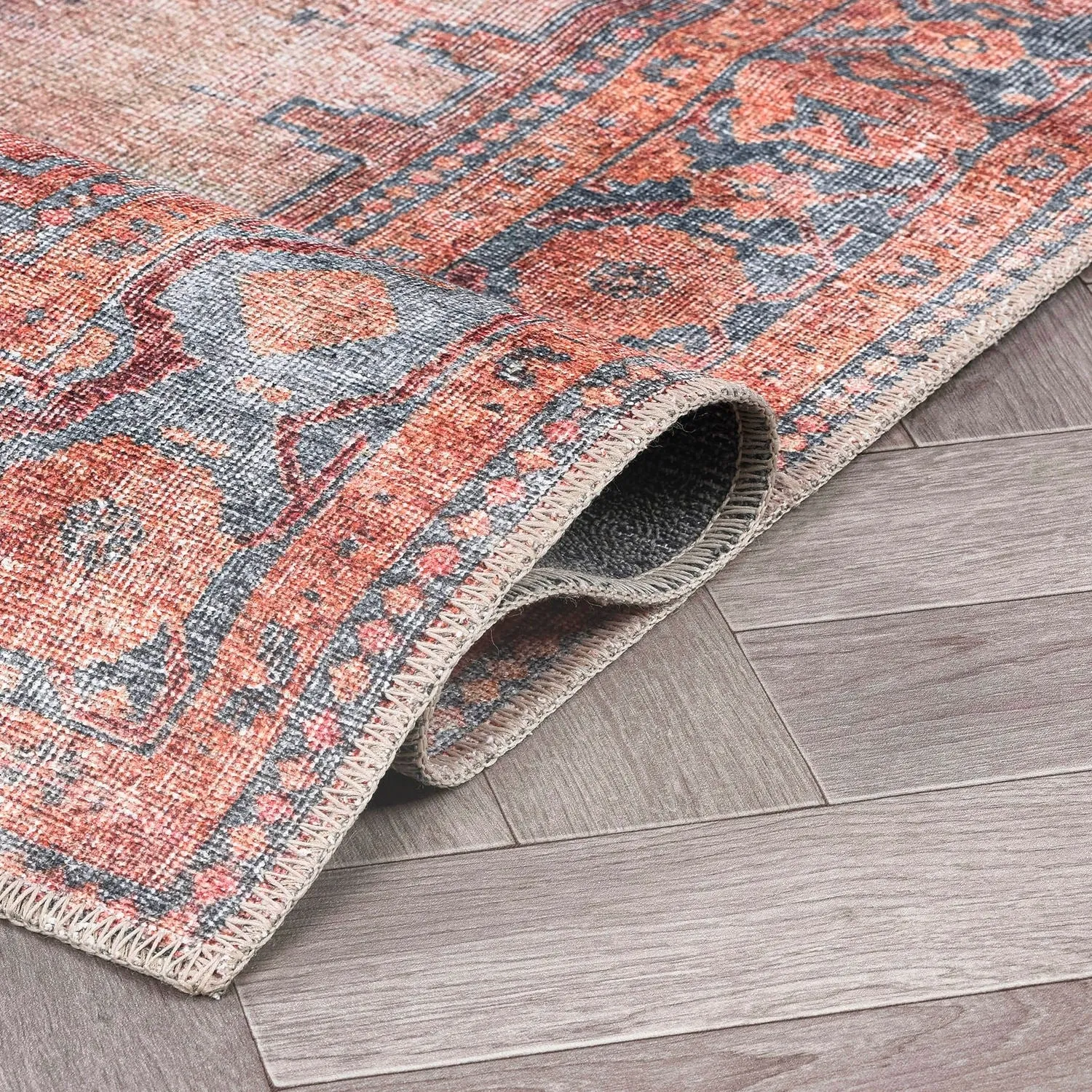 World Rug Gallery Vintage Bohemian Machine Washable Non Slip Area Rug