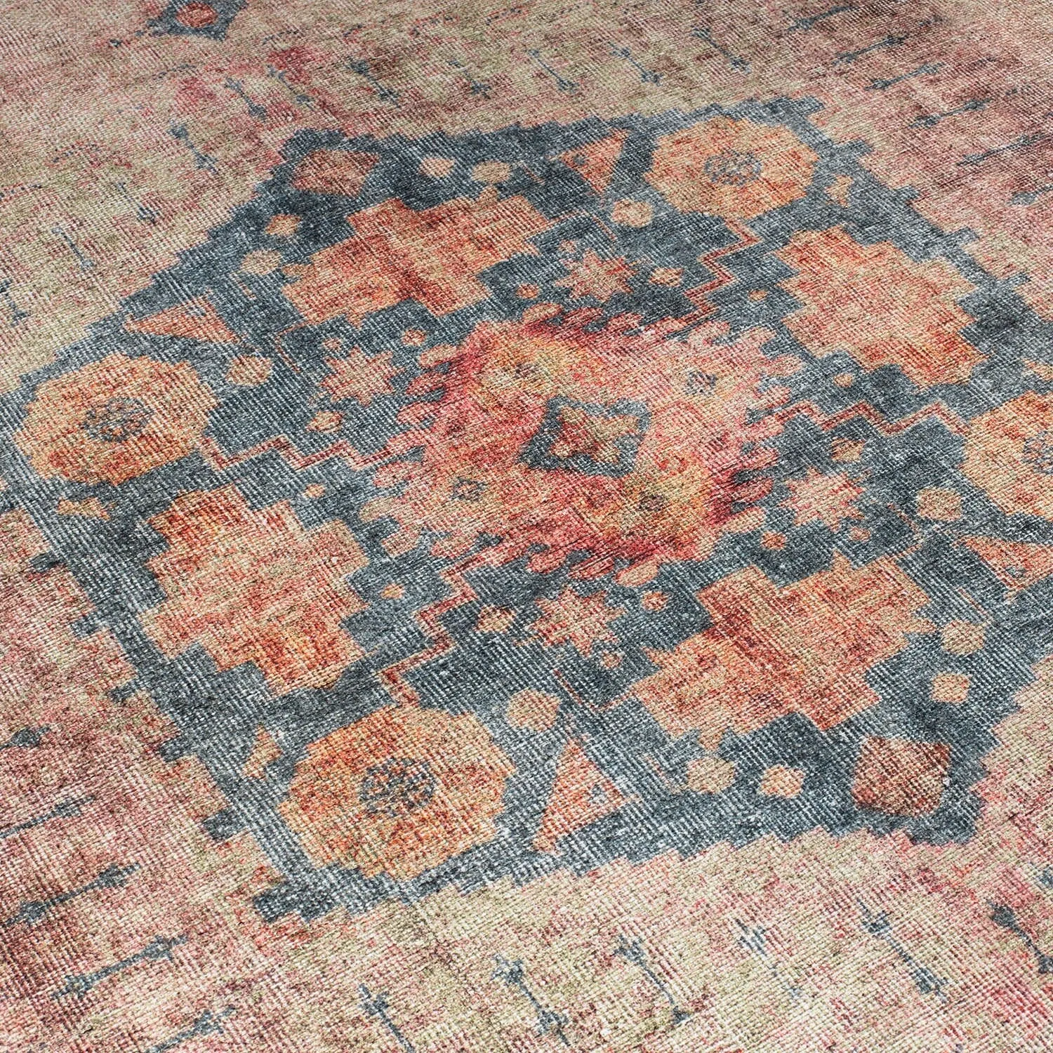World Rug Gallery Vintage Bohemian Machine Washable Non Slip Area Rug