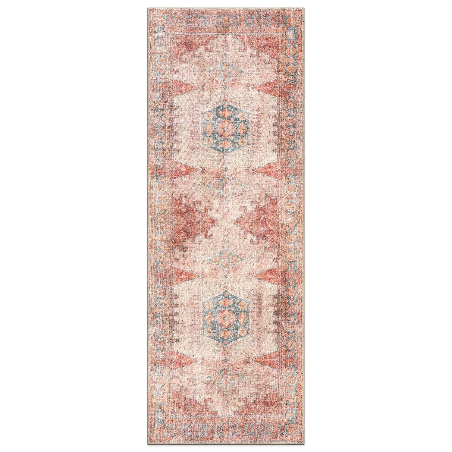 World Rug Gallery Vintage Bohemian Machine Washable Non Slip Area Rug