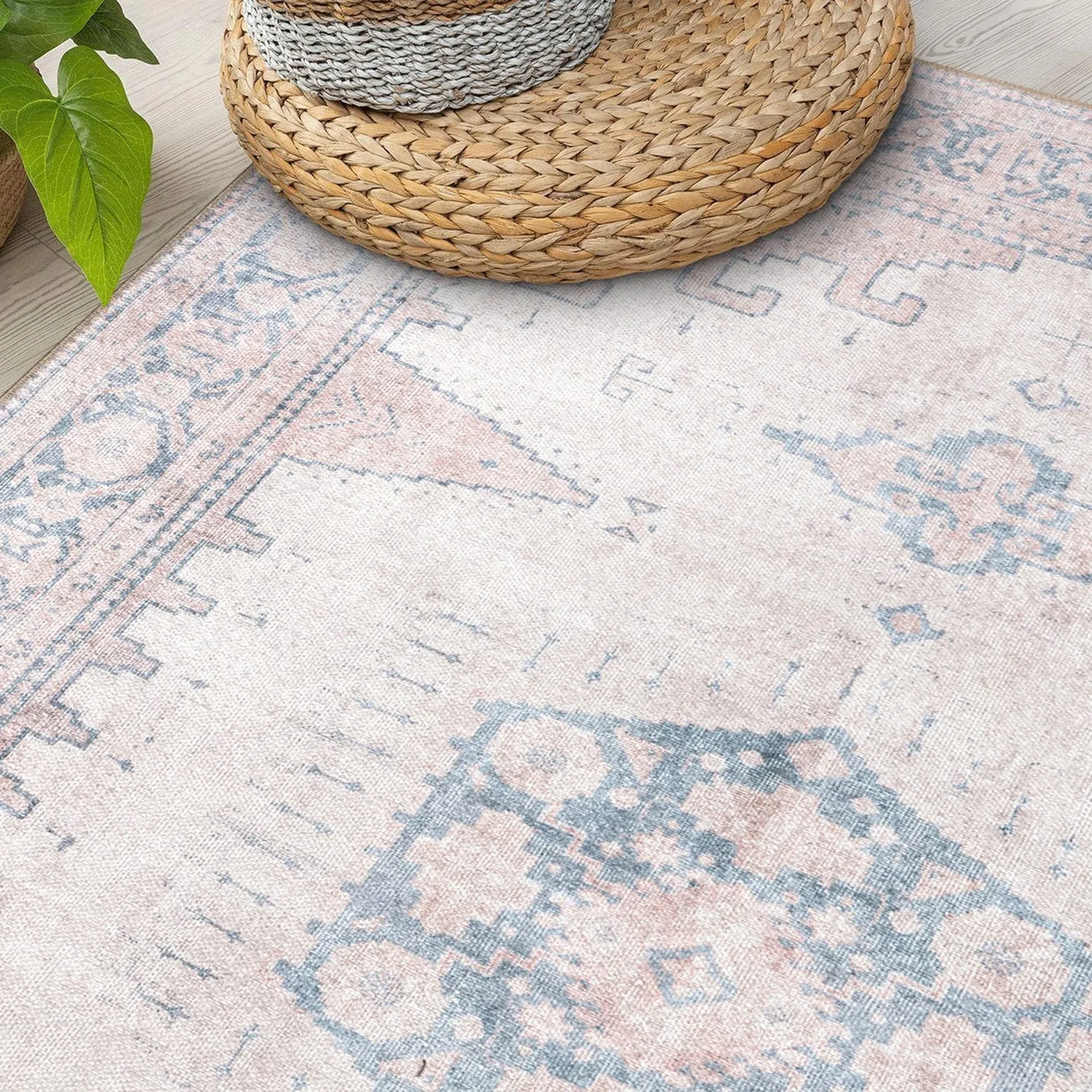 World Rug Gallery Vintage Bohemian Machine Washable Non Slip Area Rug