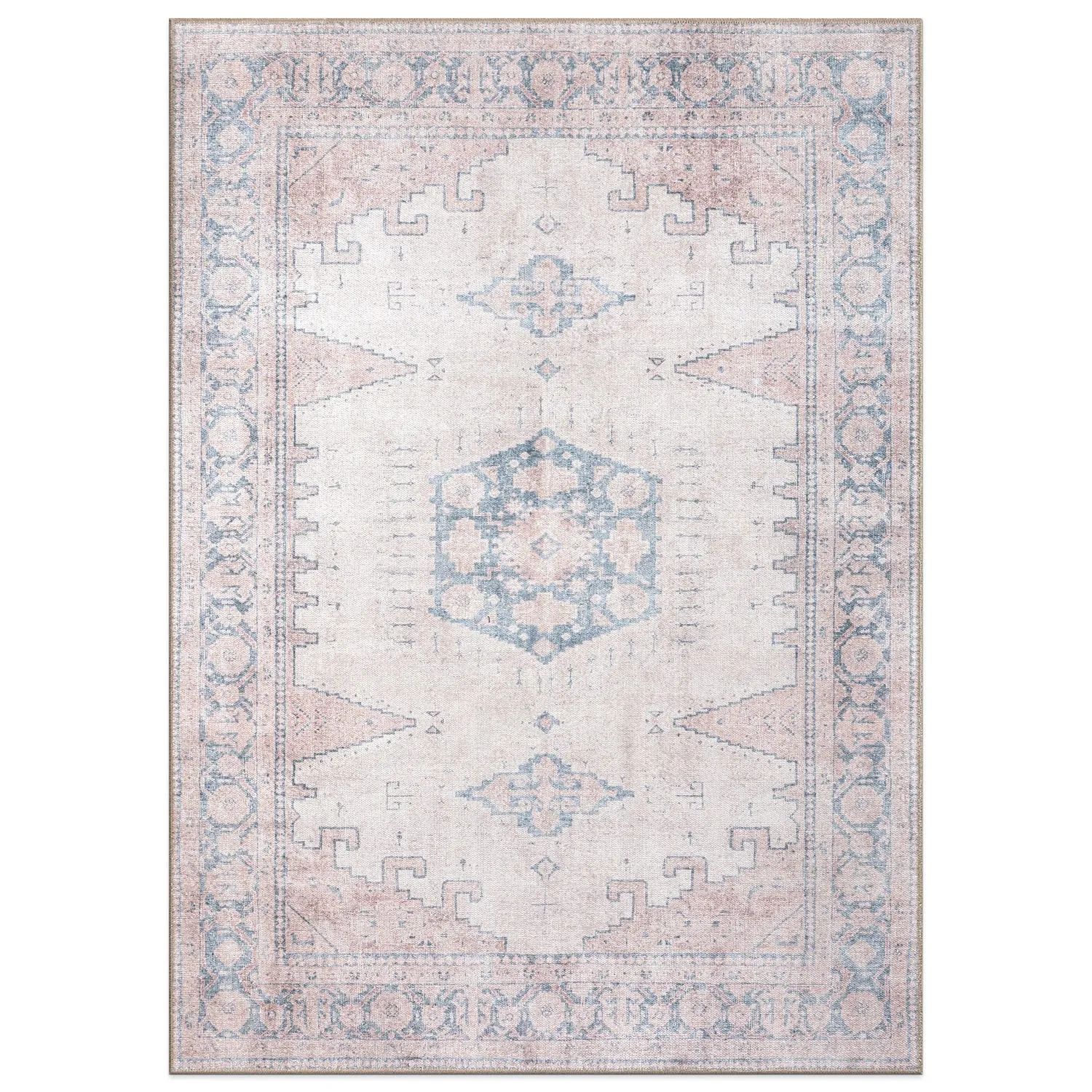 World Rug Gallery Vintage Bohemian Machine Washable Non Slip Area Rug