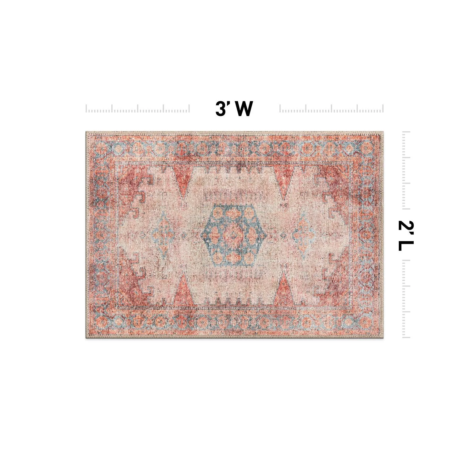 World Rug Gallery Vintage Bohemian Machine Washable Non Slip Area Rug