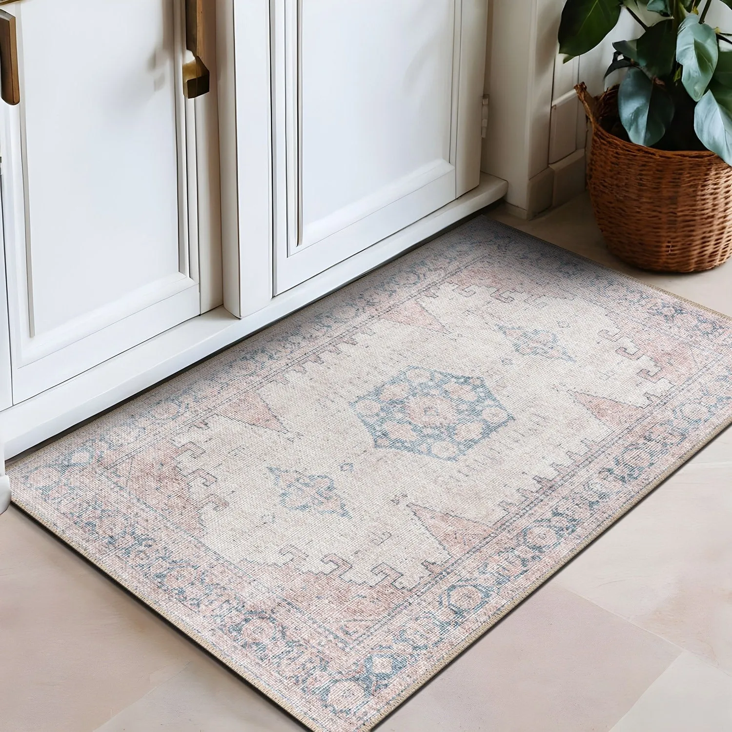World Rug Gallery Vintage Bohemian Machine Washable Non Slip Area Rug