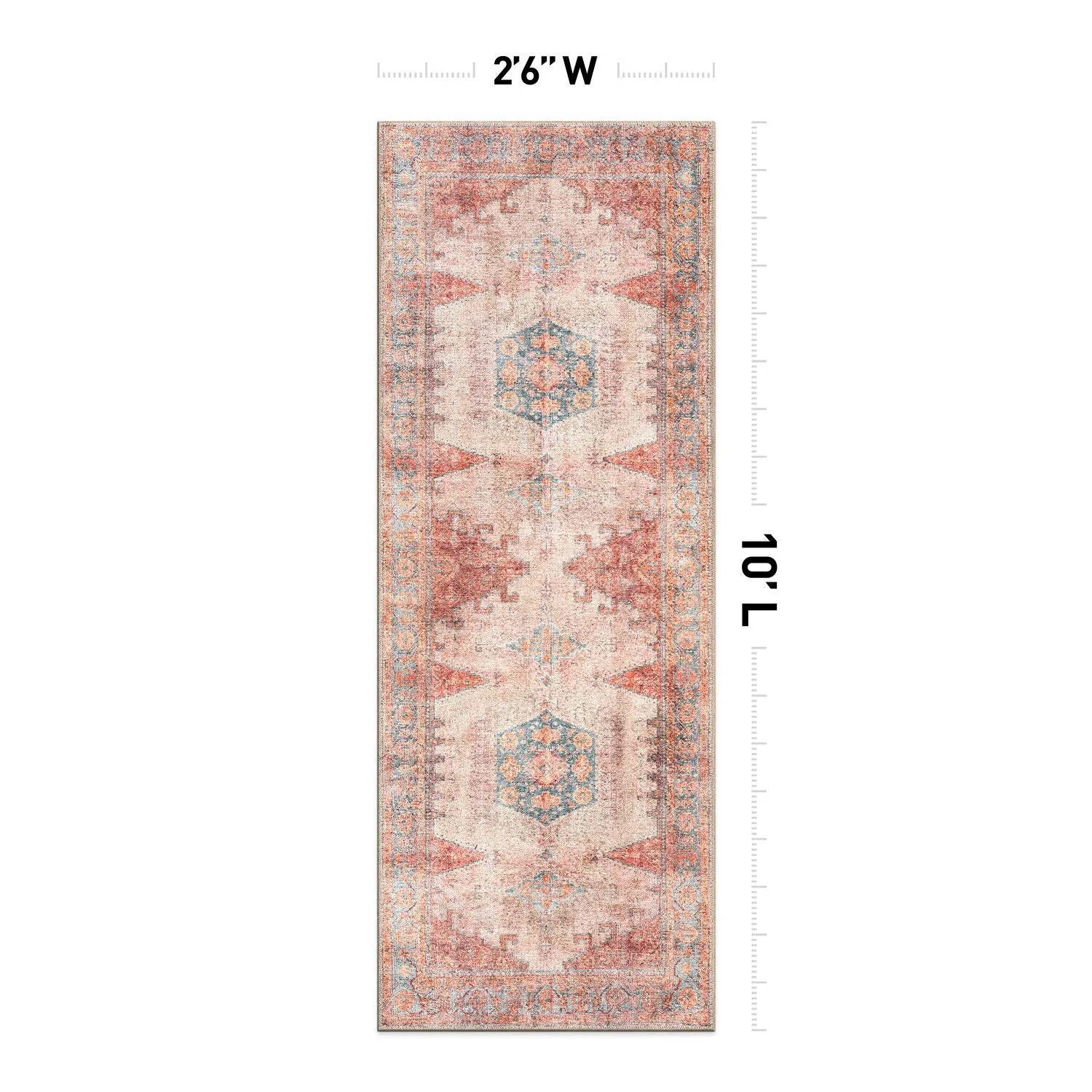 World Rug Gallery Vintage Bohemian Machine Washable Non Slip Area Rug