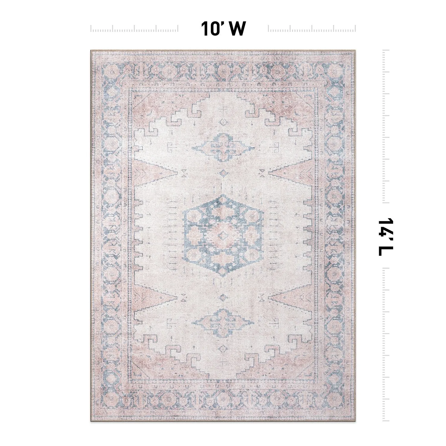 World Rug Gallery Vintage Bohemian Machine Washable Non Slip Area Rug