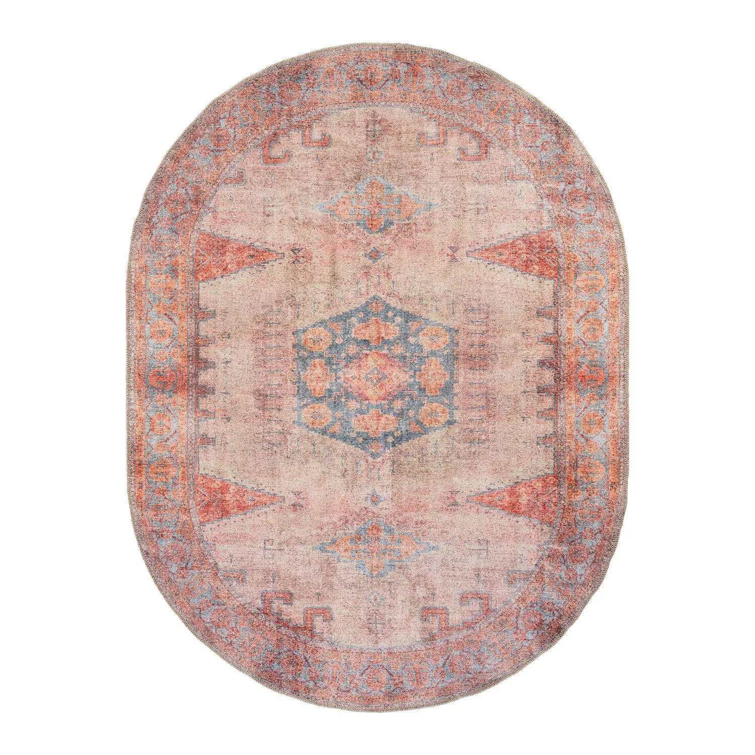 World Rug Gallery Vintage Bohemian Machine Washable Non Slip Area Rug