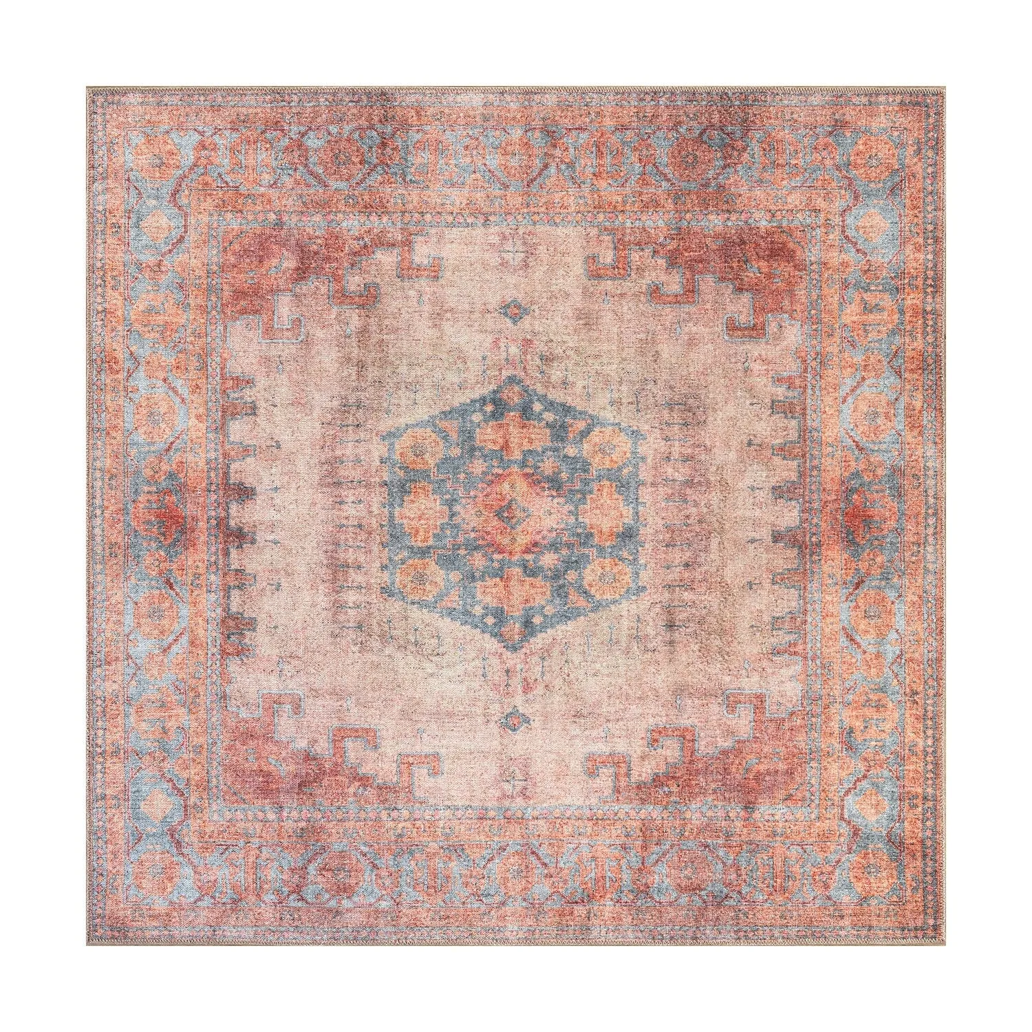 World Rug Gallery Vintage Bohemian Machine Washable Non Slip Area Rug