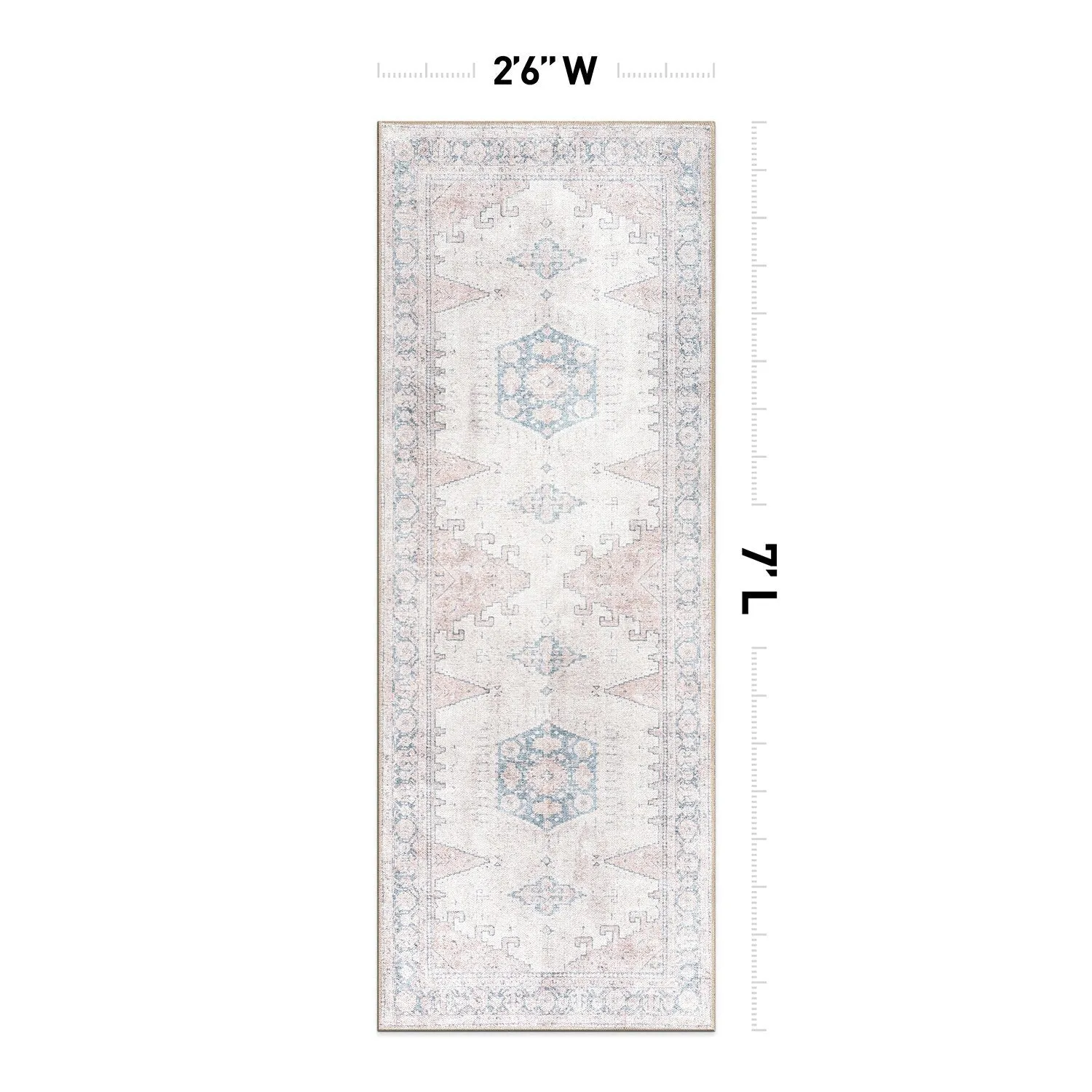 World Rug Gallery Vintage Bohemian Machine Washable Non Slip Area Rug