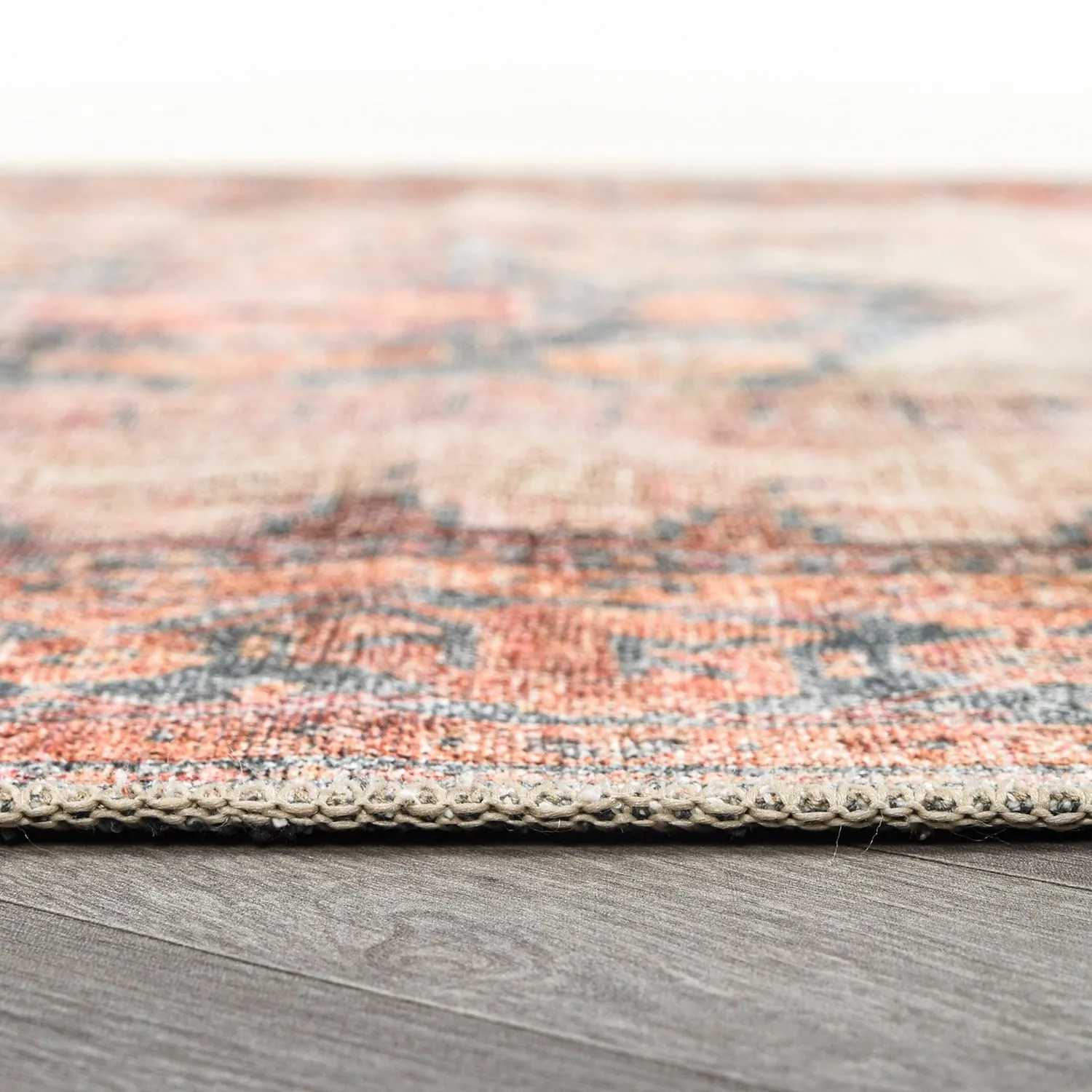World Rug Gallery Vintage Bohemian Machine Washable Non Slip Area Rug