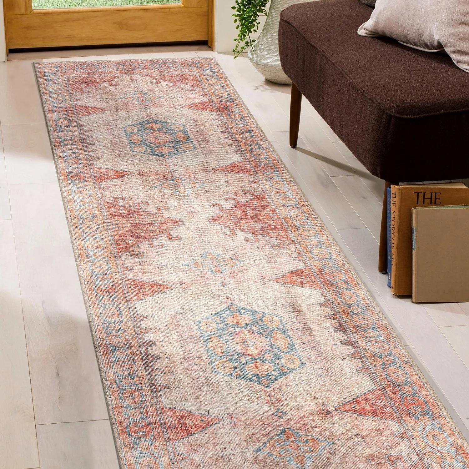 World Rug Gallery Vintage Bohemian Machine Washable Non Slip Area Rug