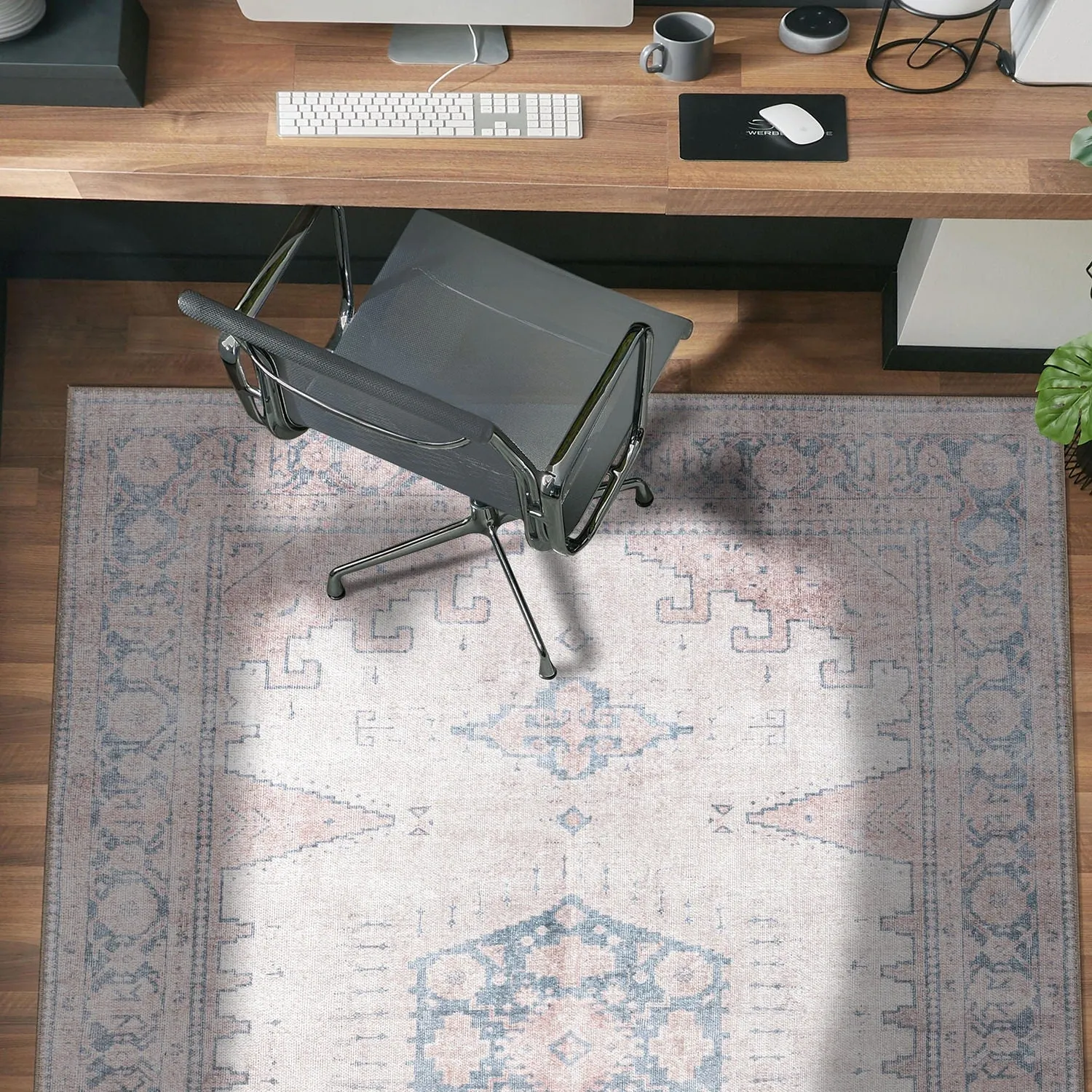 World Rug Gallery Vintage Bohemian Machine Washable Non Slip Area Rug
