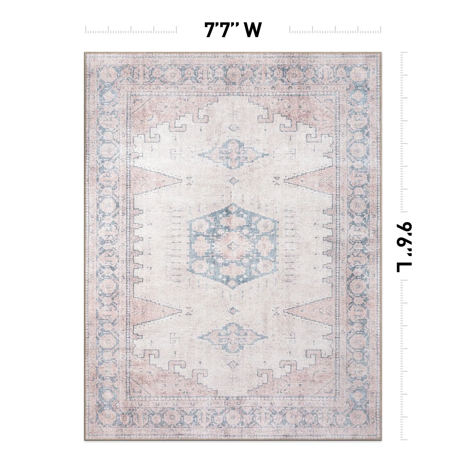 World Rug Gallery Vintage Bohemian Machine Washable Non Slip Area Rug