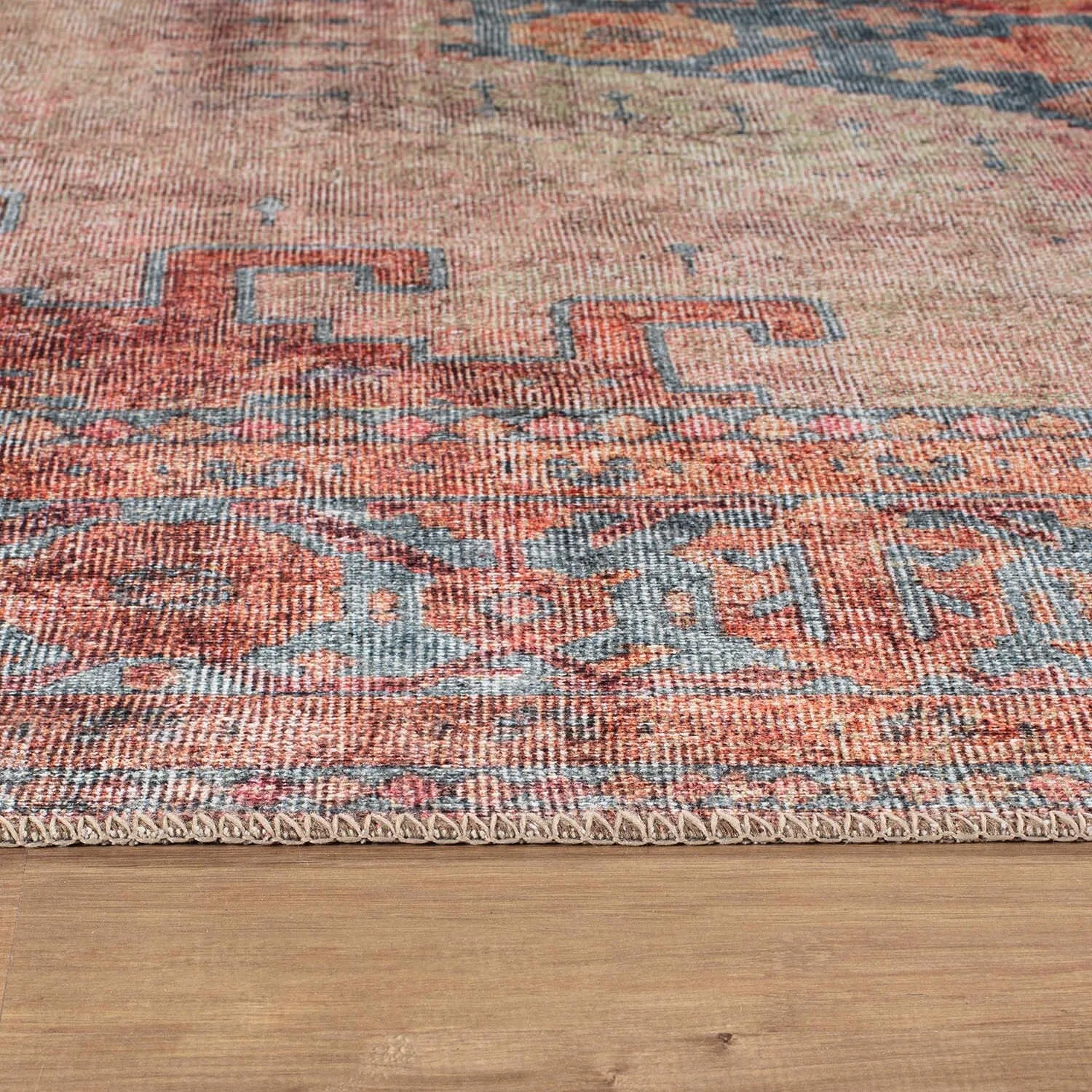 World Rug Gallery Vintage Bohemian Machine Washable Non Slip Area Rug