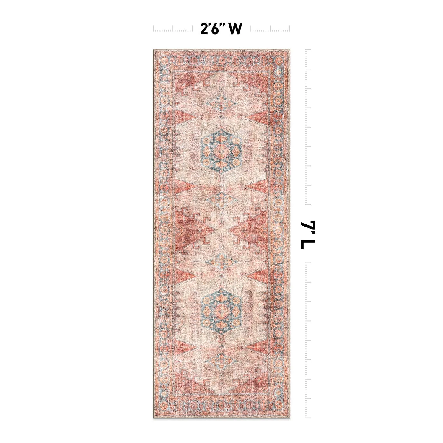 World Rug Gallery Vintage Bohemian Machine Washable Non Slip Area Rug