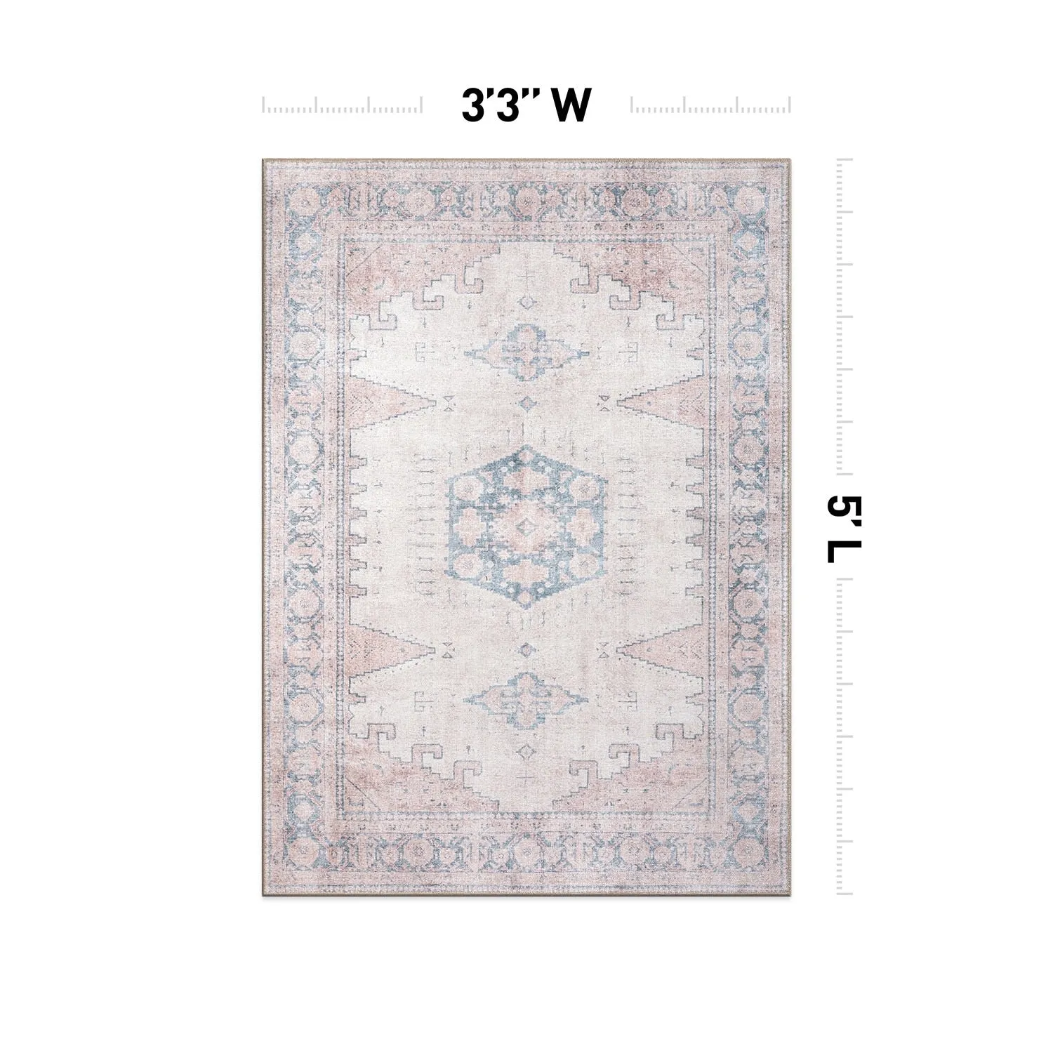 World Rug Gallery Vintage Bohemian Machine Washable Non Slip Area Rug