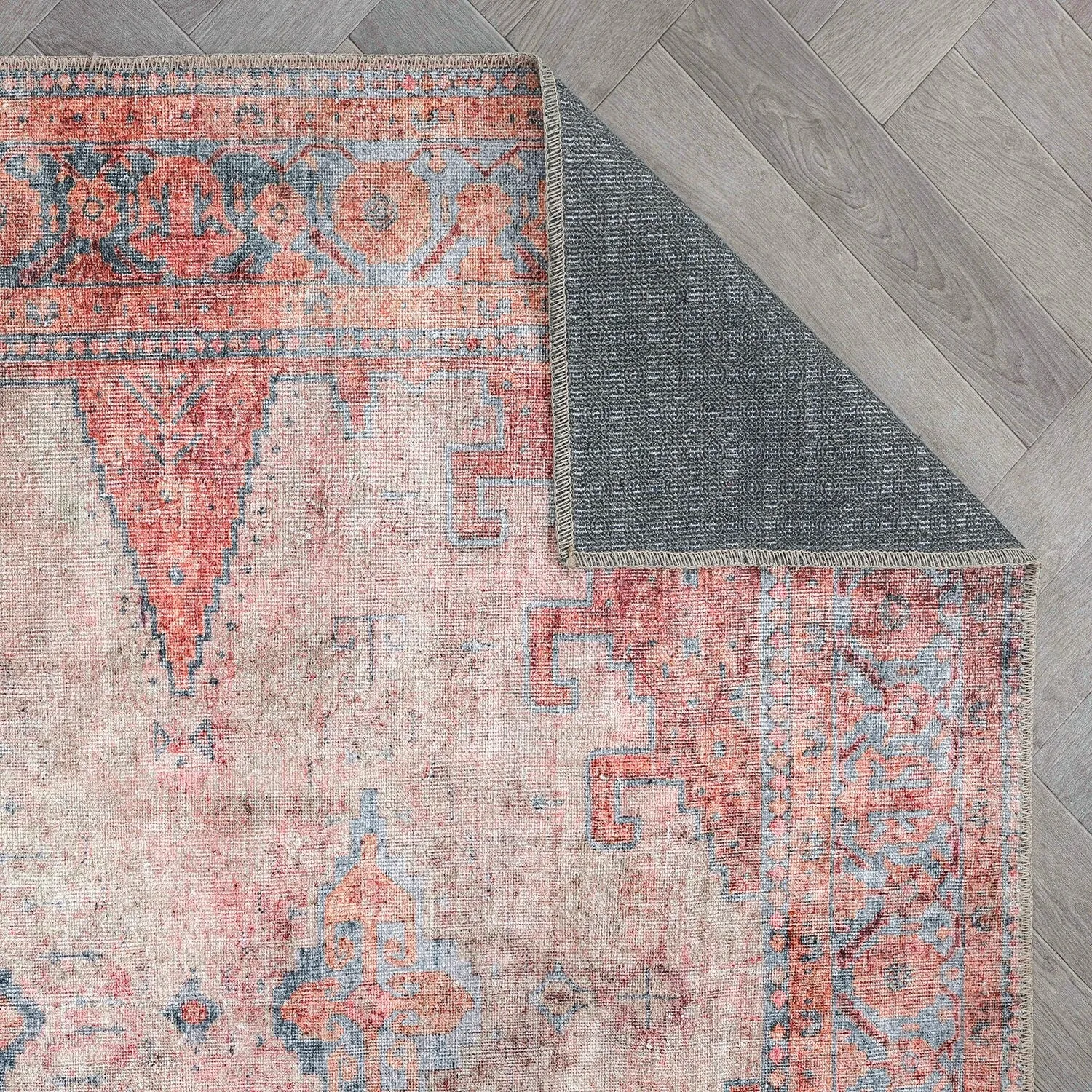 World Rug Gallery Vintage Bohemian Machine Washable Non Slip Area Rug