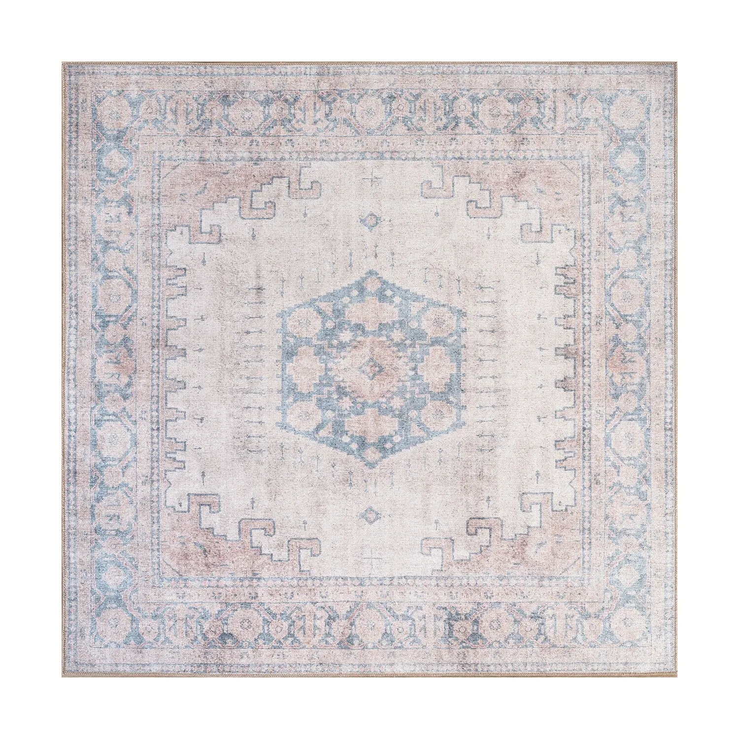 World Rug Gallery Vintage Bohemian Machine Washable Non Slip Area Rug
