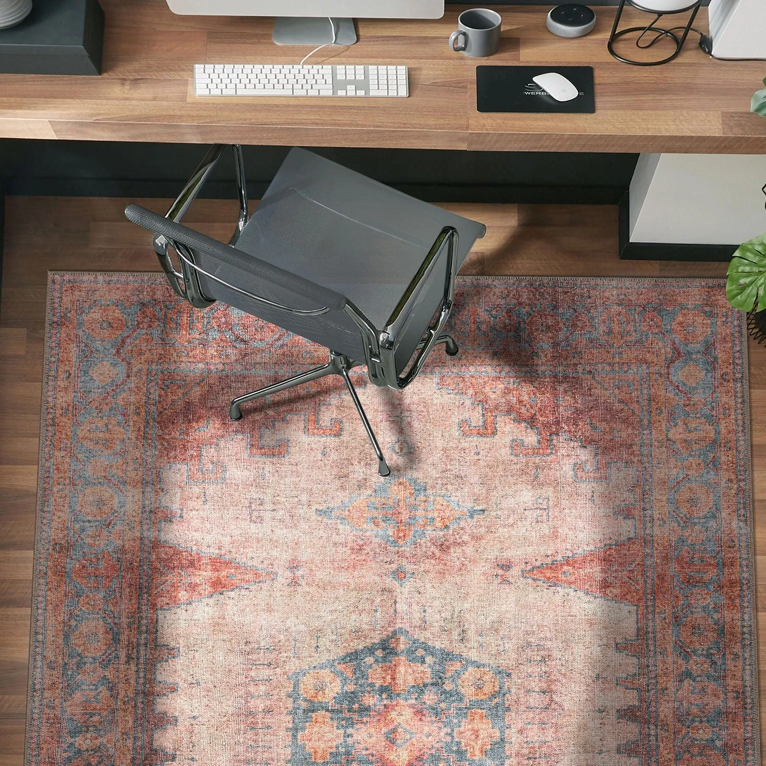 World Rug Gallery Vintage Bohemian Machine Washable Non Slip Area Rug