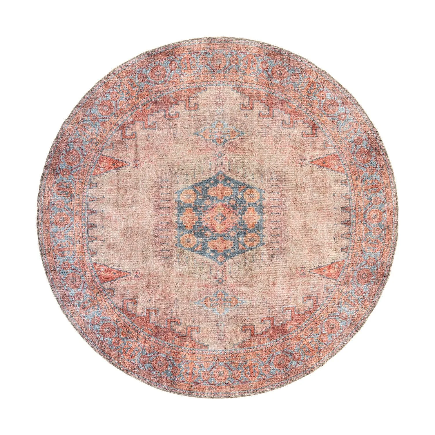 World Rug Gallery Vintage Bohemian Machine Washable Non Slip Area Rug
