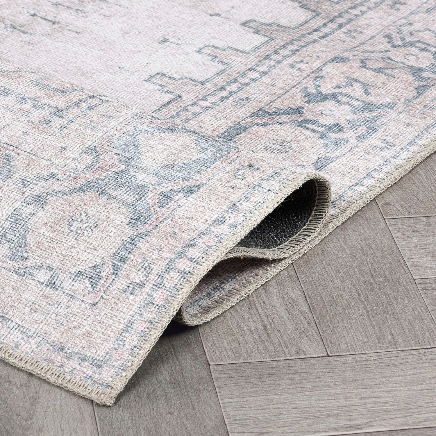 World Rug Gallery Vintage Bohemian Machine Washable Non Slip Area Rug