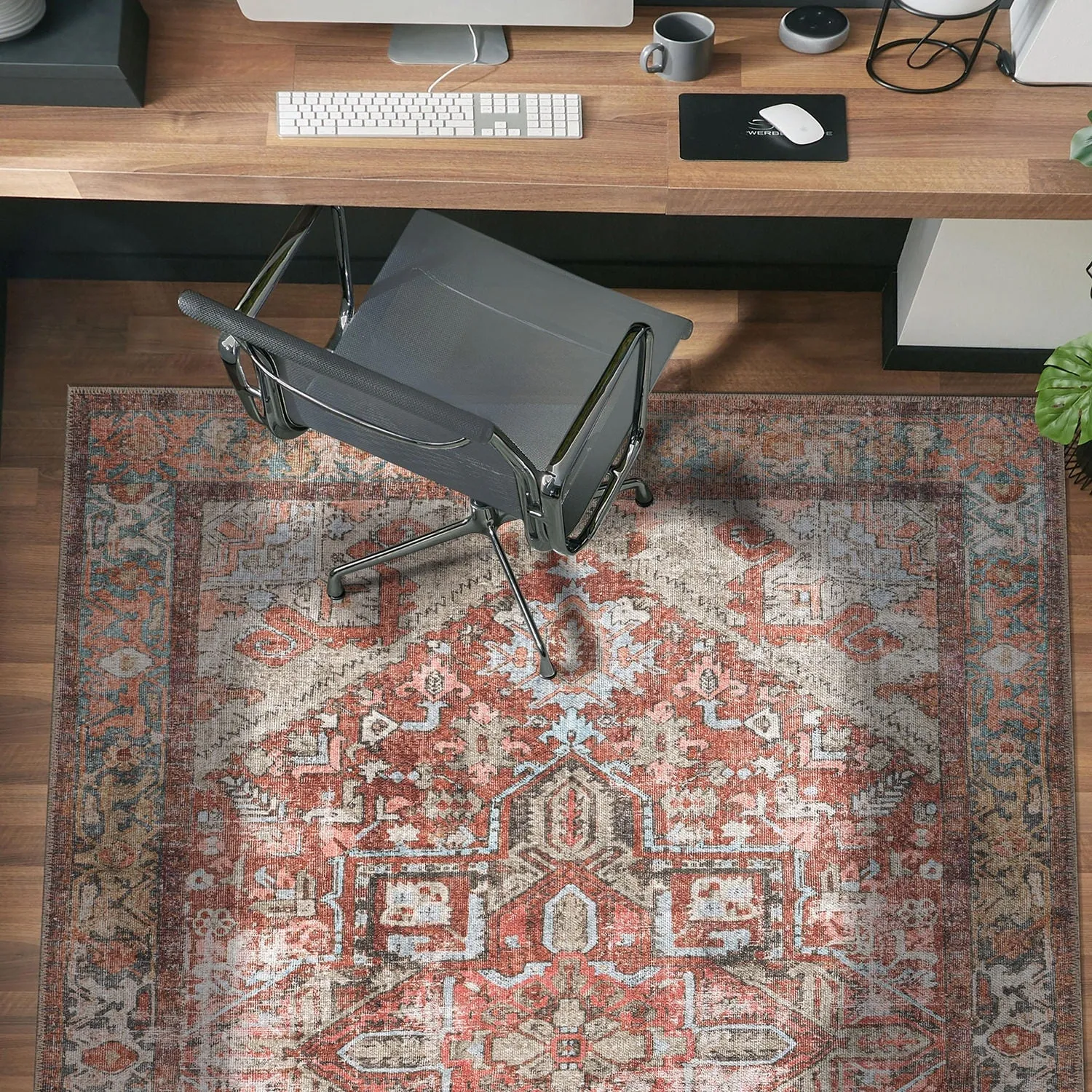 World Rug Gallery Vintage Boho Medallion Machine Washable Non Slip Area Rug