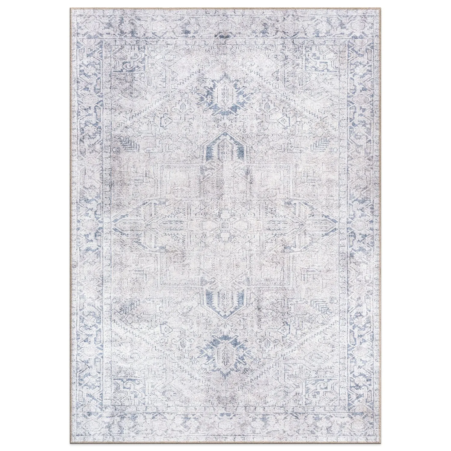 World Rug Gallery Vintage Boho Medallion Machine Washable Non Slip Area Rug