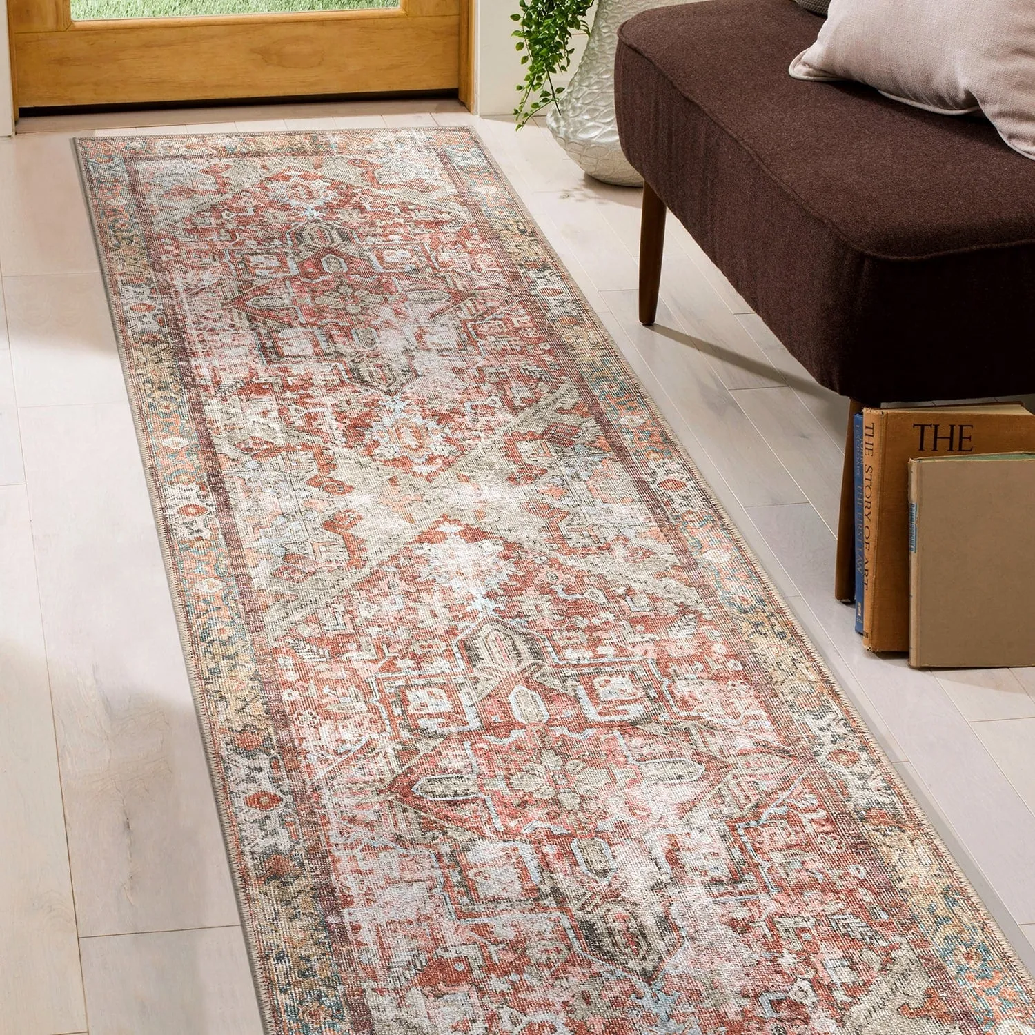 World Rug Gallery Vintage Boho Medallion Machine Washable Non Slip Area Rug
