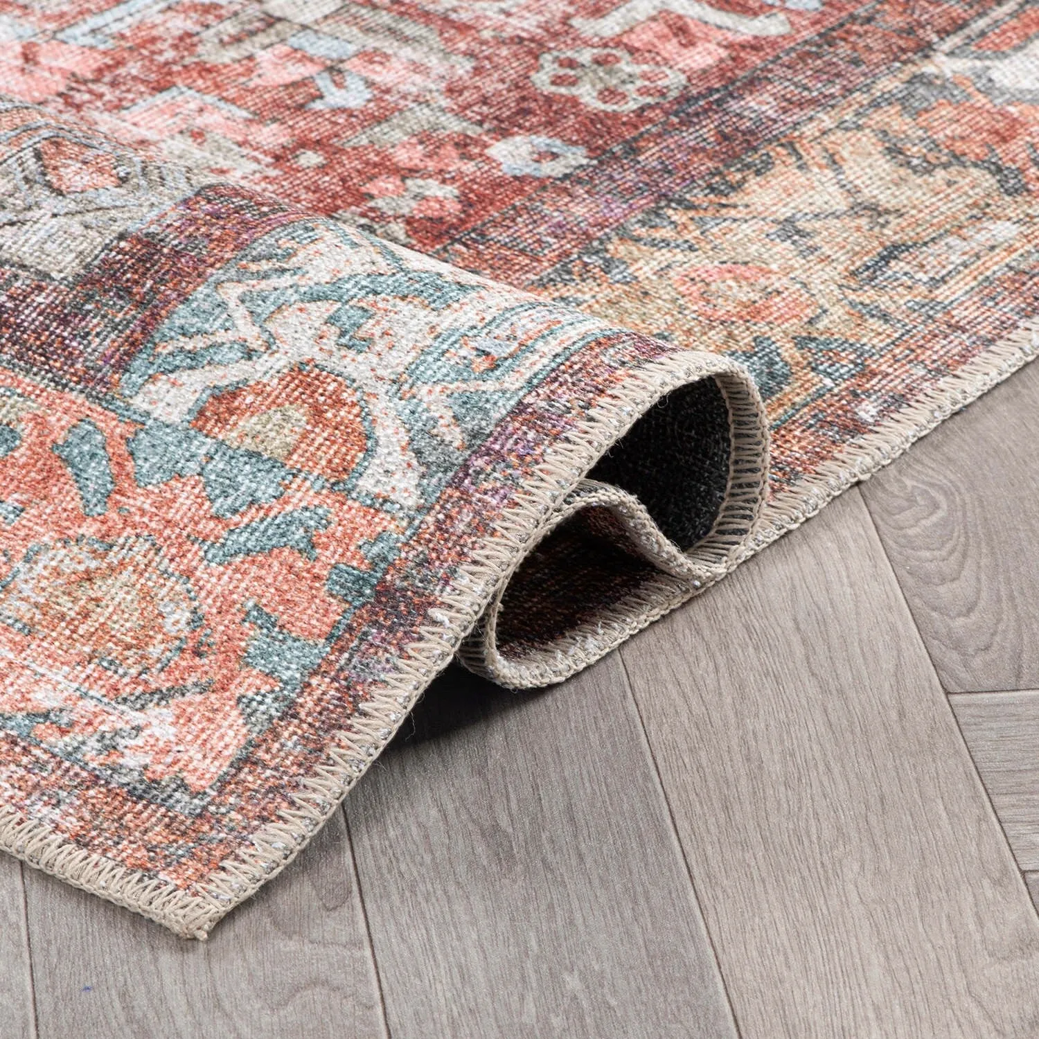 World Rug Gallery Vintage Boho Medallion Machine Washable Non Slip Area Rug