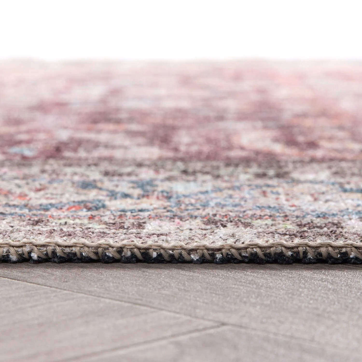 World Rug Gallery Vintage Distressed Bordered Machine Washable Area Rug