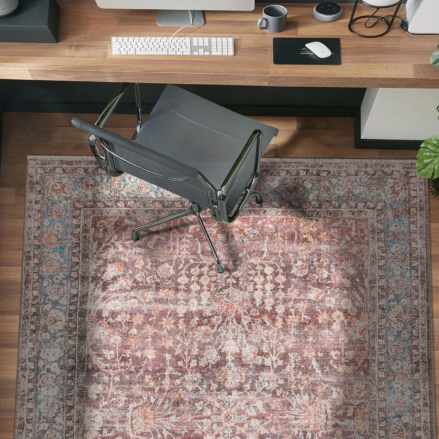 World Rug Gallery Vintage Distressed Bordered Machine Washable Area Rug