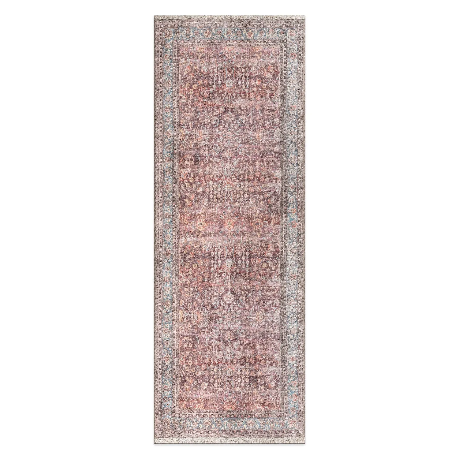 World Rug Gallery Vintage Distressed Bordered Machine Washable Area Rug