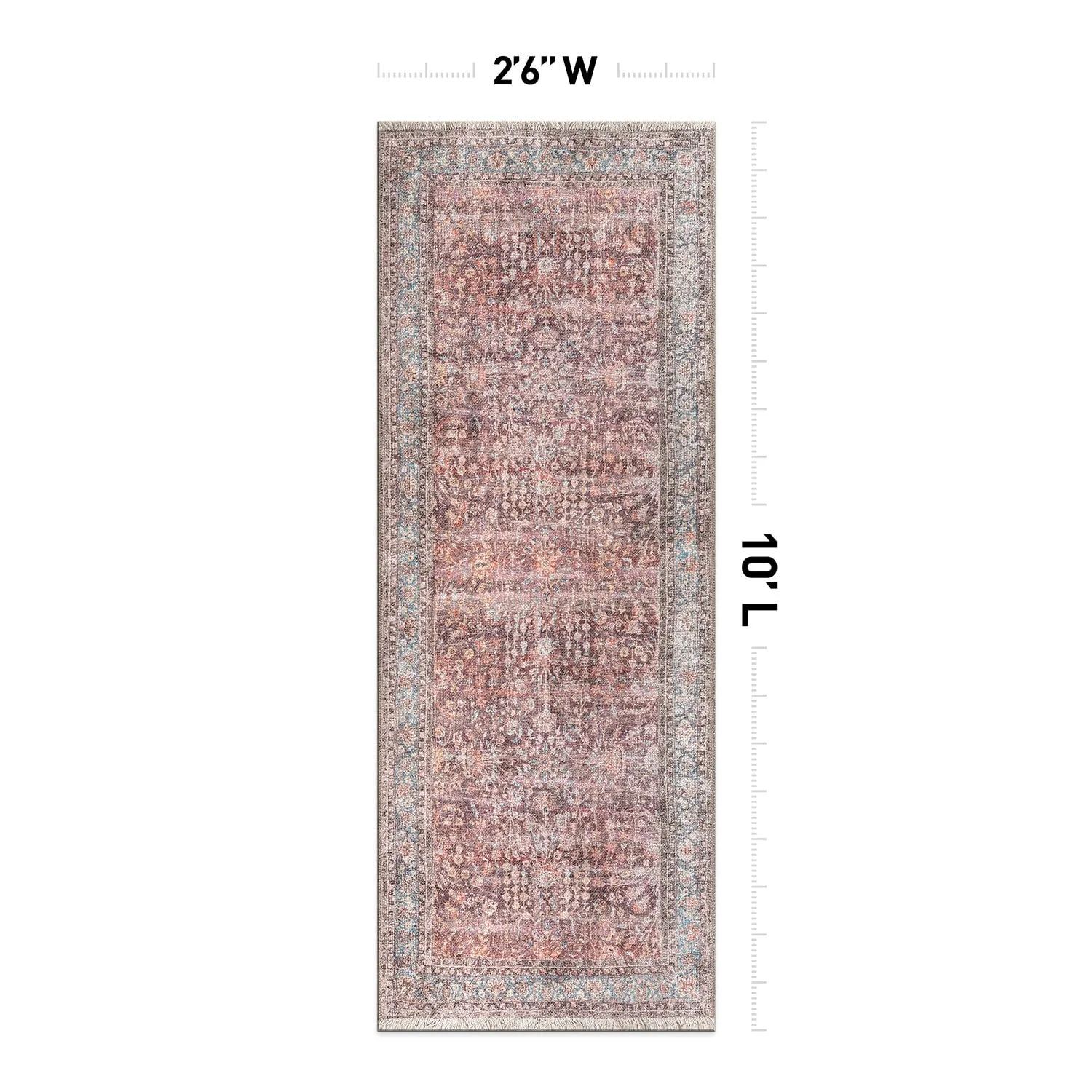 World Rug Gallery Vintage Distressed Bordered Machine Washable Area Rug