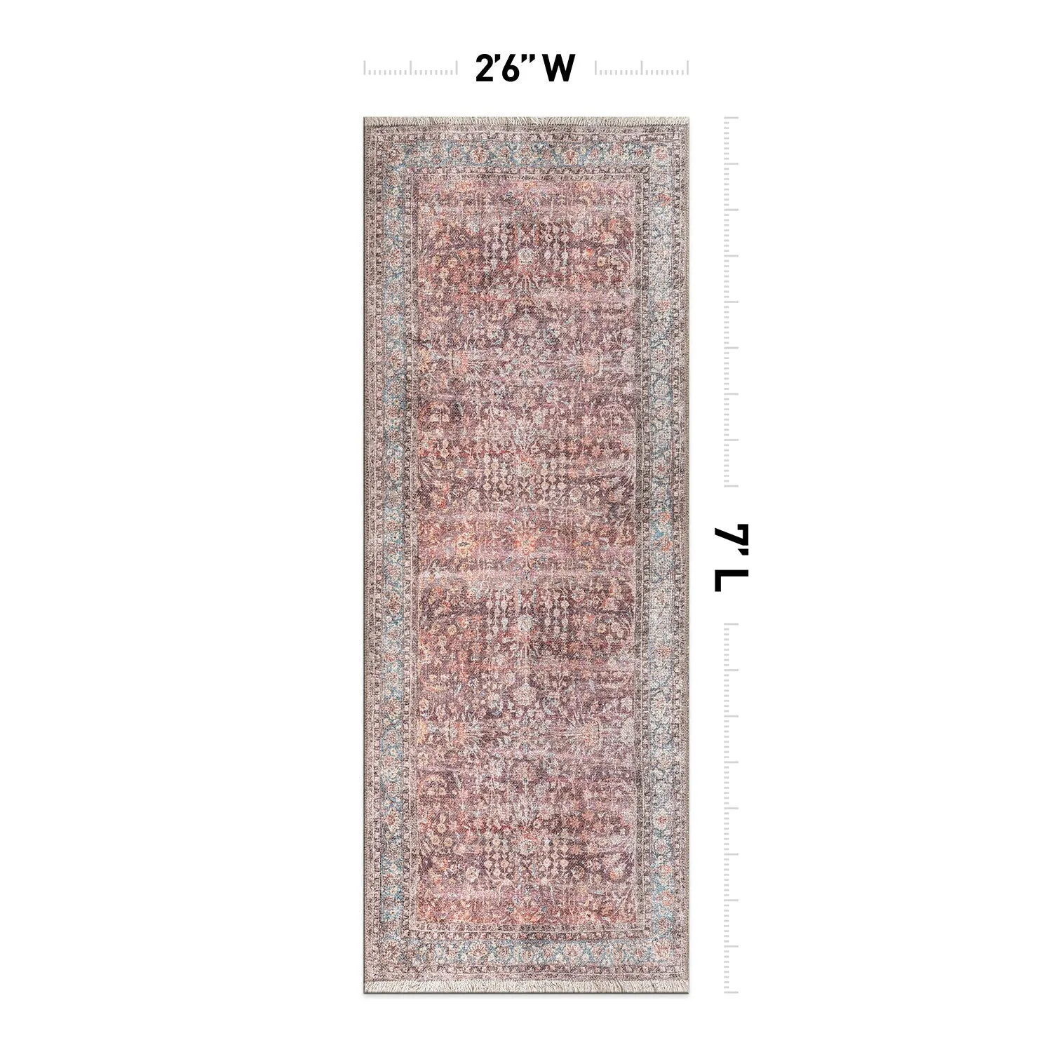 World Rug Gallery Vintage Distressed Bordered Machine Washable Area Rug