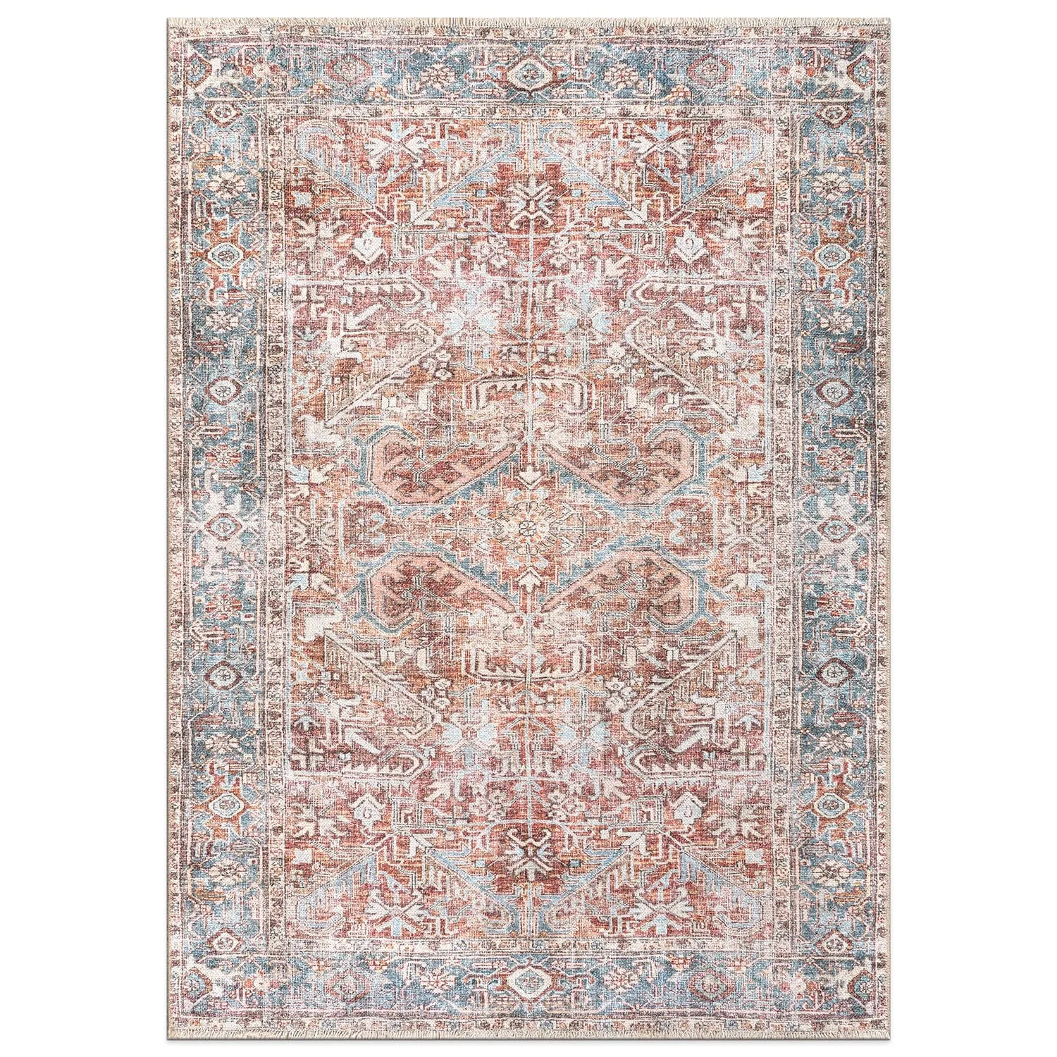 World Rug Gallery Vintage Distressed Machine Washable Area Rug