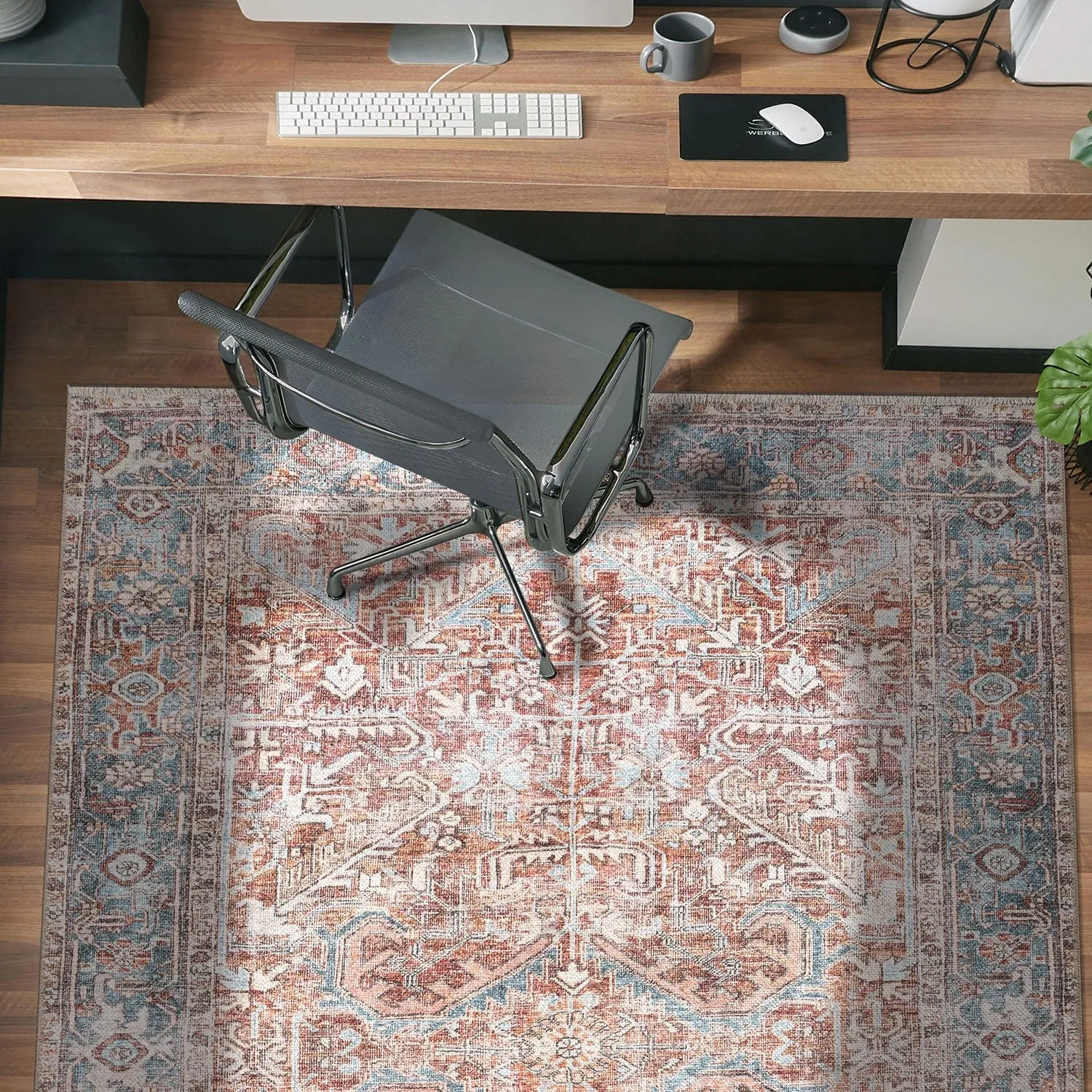 World Rug Gallery Vintage Distressed Machine Washable Area Rug
