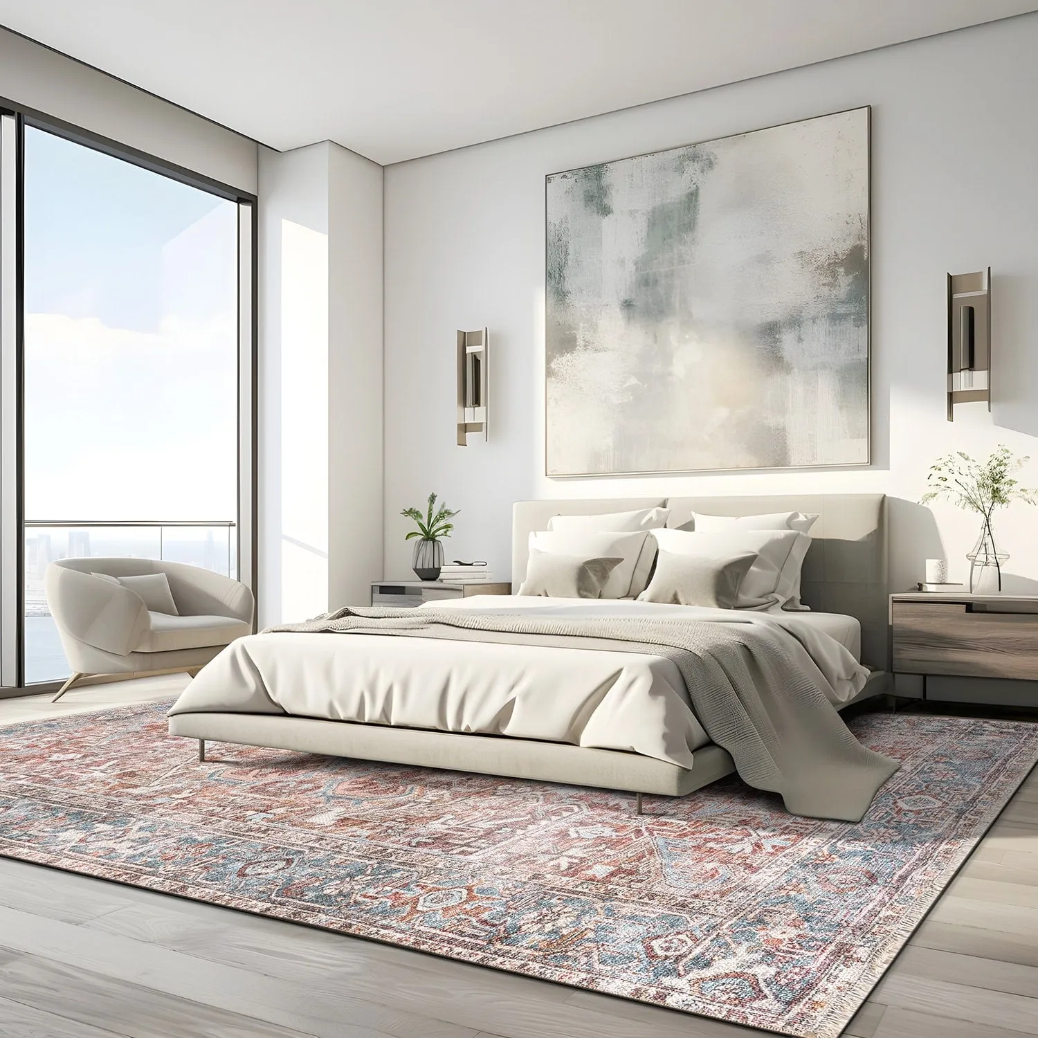World Rug Gallery Vintage Distressed Machine Washable Area Rug