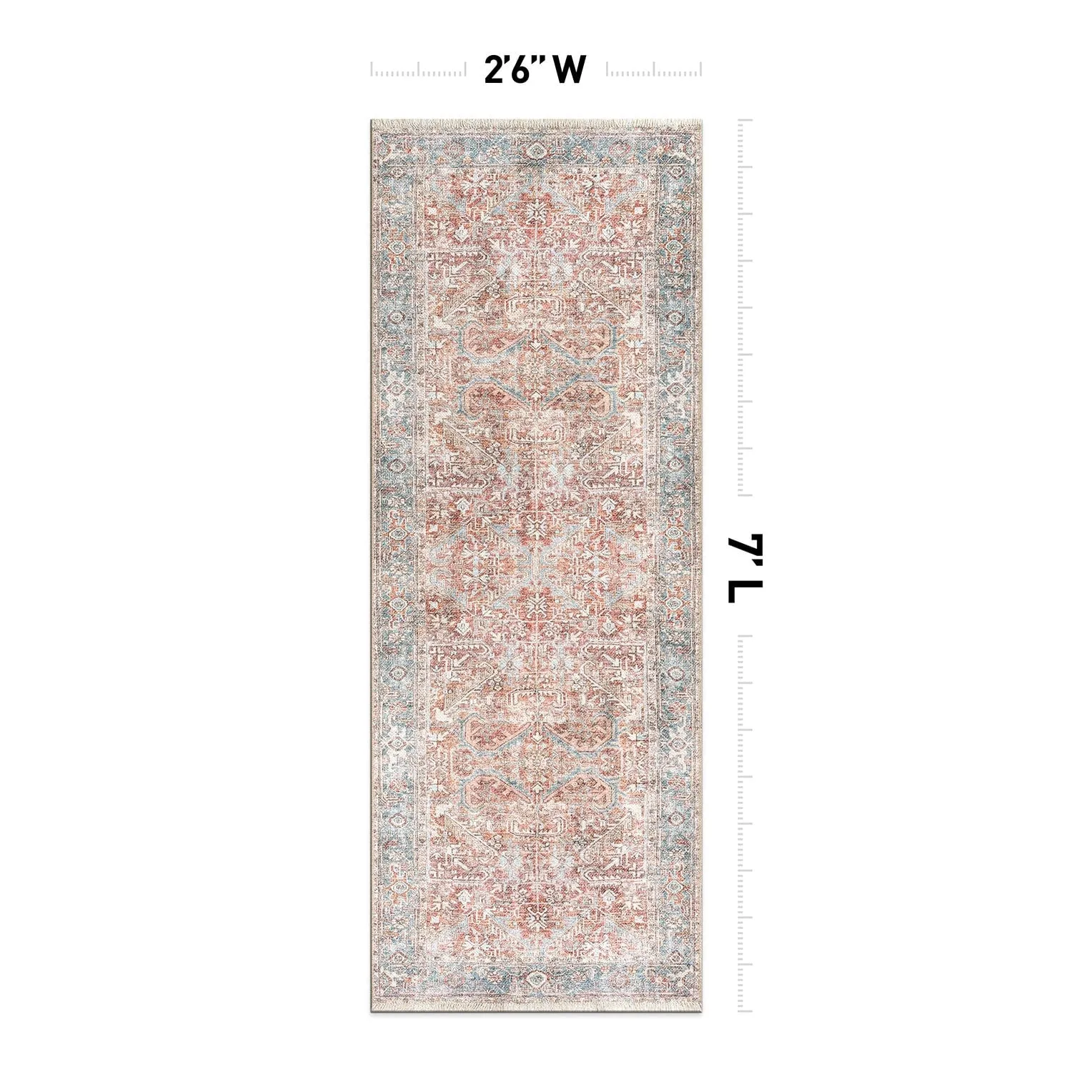 World Rug Gallery Vintage Distressed Machine Washable Area Rug